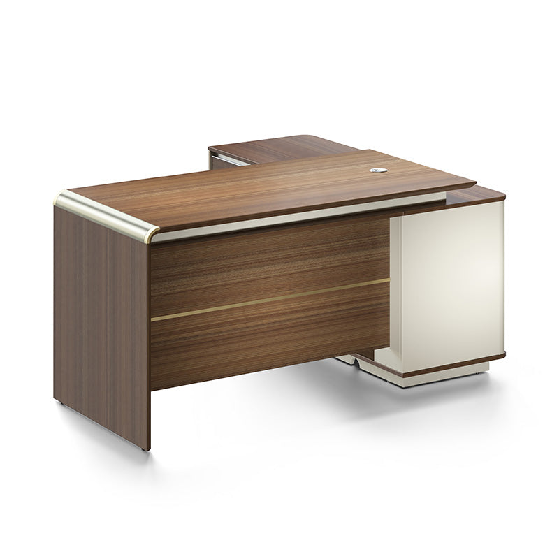 ANDERSON Executive Desk 1.6M Reversible - Hazelnut & Beige Office Desk with Storage | Modern Home Office Furniture for Professionals & Remote Work