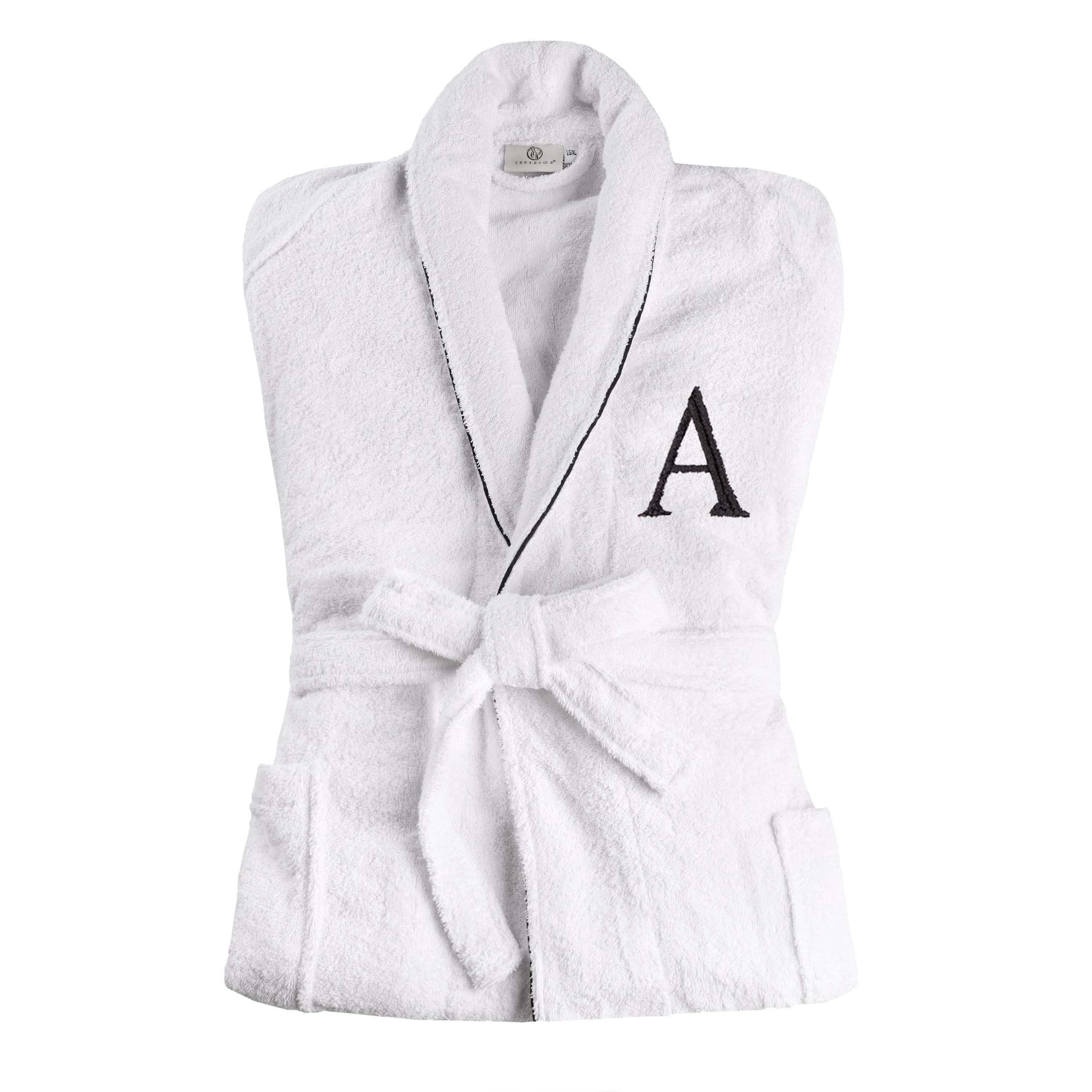 Premium Cotton Unisex Bathrobe for Adults - Soft, Fluffy & Highly Absorbent - White Embroidered Spa Robe for Relaxation, Hotels & Home Comfort