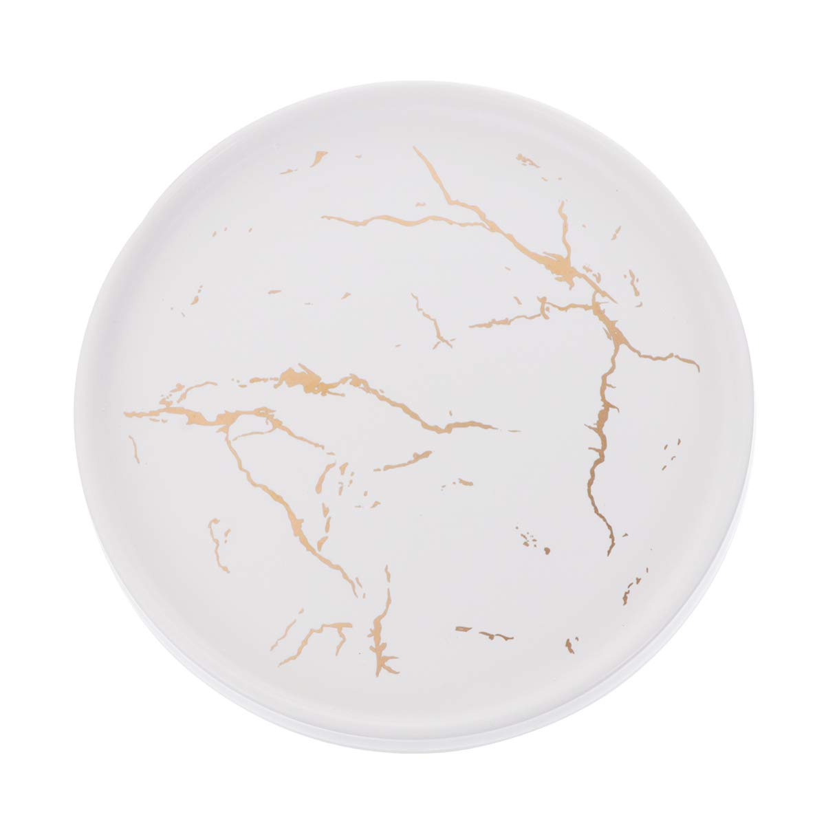 Gfghhuxj White Marble Round Tray - Elegant Ceramic Serving Dish for Food, Snacks, Desserts & Jewelry Storage | Perfect for Dining, Entertaining & Home Decor
