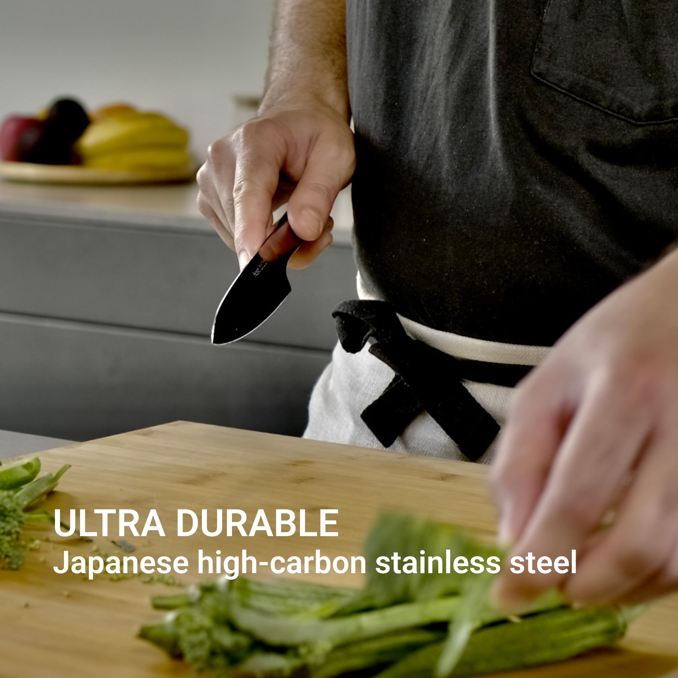 HAST 5.3-inch Ultra-Sharp Professional Vegetable Knife - Japanese Carbon Steel Kitchen Knife with Ergonomic Award-Winning Design - Perfect for Chopping, Slicing & Dicing Vegetables, Fruits & Herbs