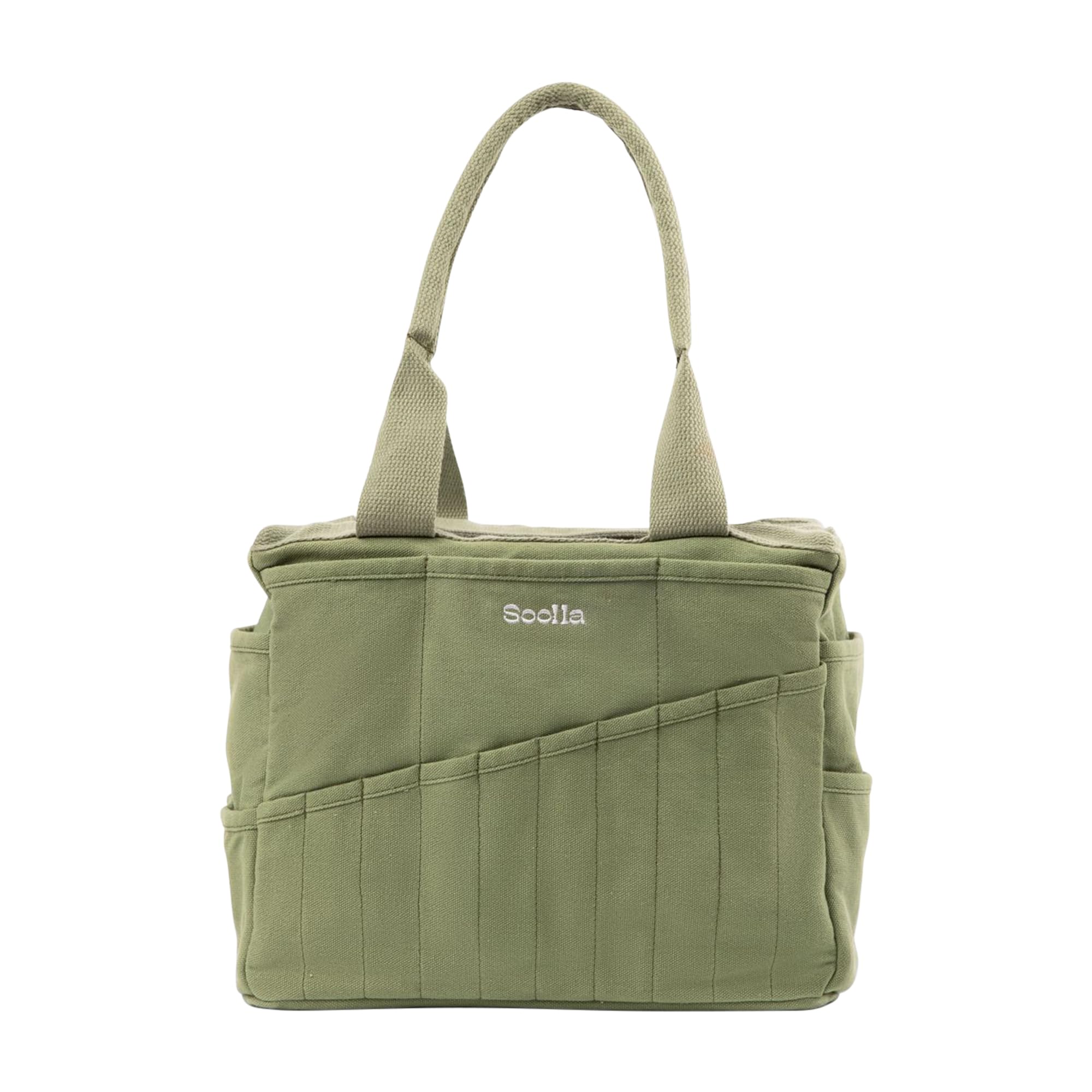 Studio Art Supply Organizer & Pottery Tool Tote - Washable Craft Knitting Yarn & Crochet Project Bag with 30 Pockets | 15+ Canvas Colors | Artist Bag for Adults (Ganja Green) - Perfect for Painting, Pottery, Knitting & Craft Storage