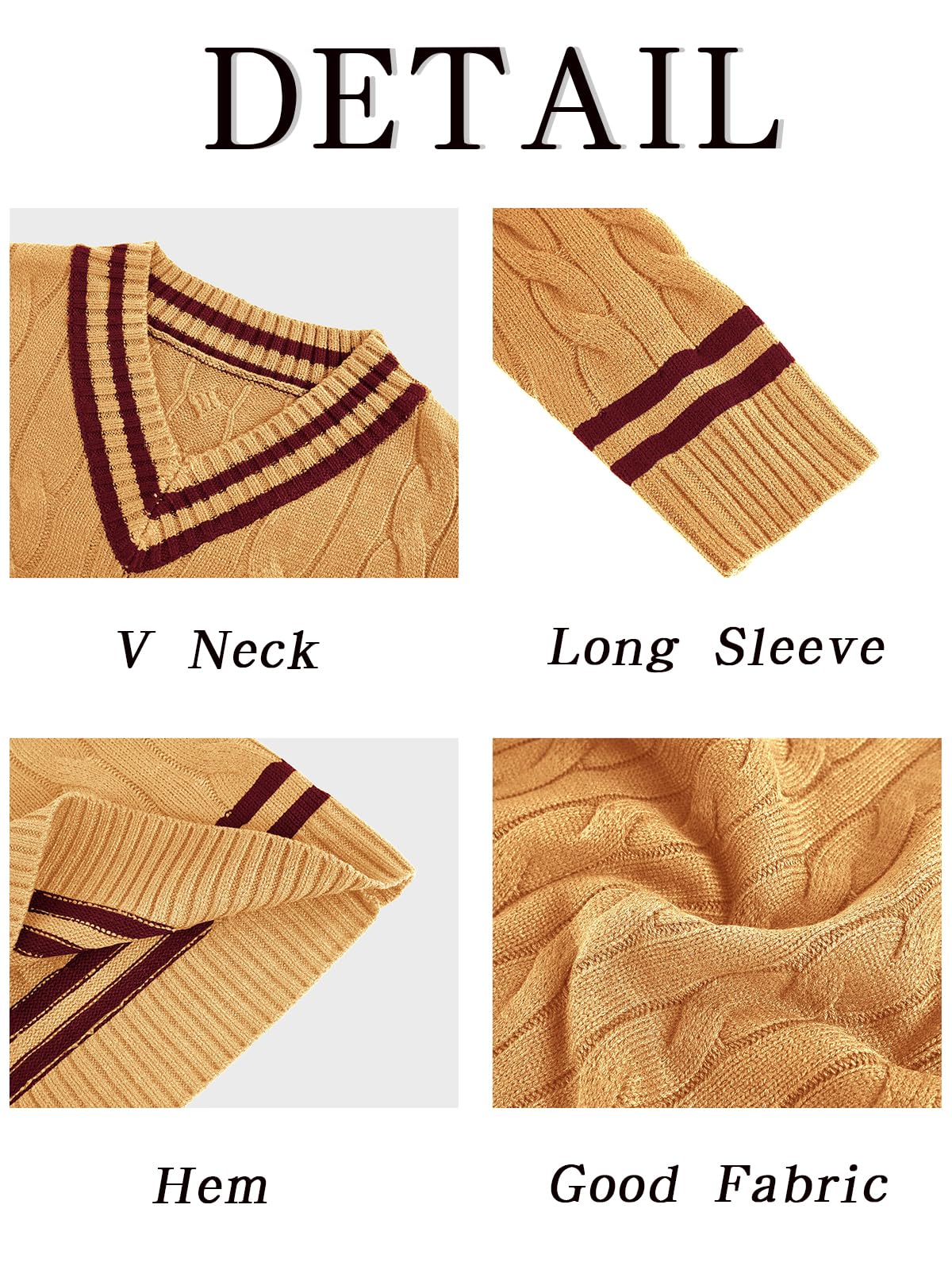 Makkrom Men's Slim Fit V-Neck Pullover Sweater - Ribbed Knit Cable Design for Casual & Business Wear - Perfect for Office, Dates & Winter Outfits