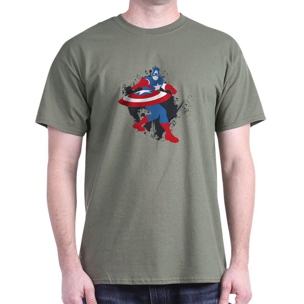 Captain America Minimalist Dark T-Shirt - Marvel Superhero Graphic Tee for Men & Women | Casual Wear, Cosplay, and Comic Con Outfits