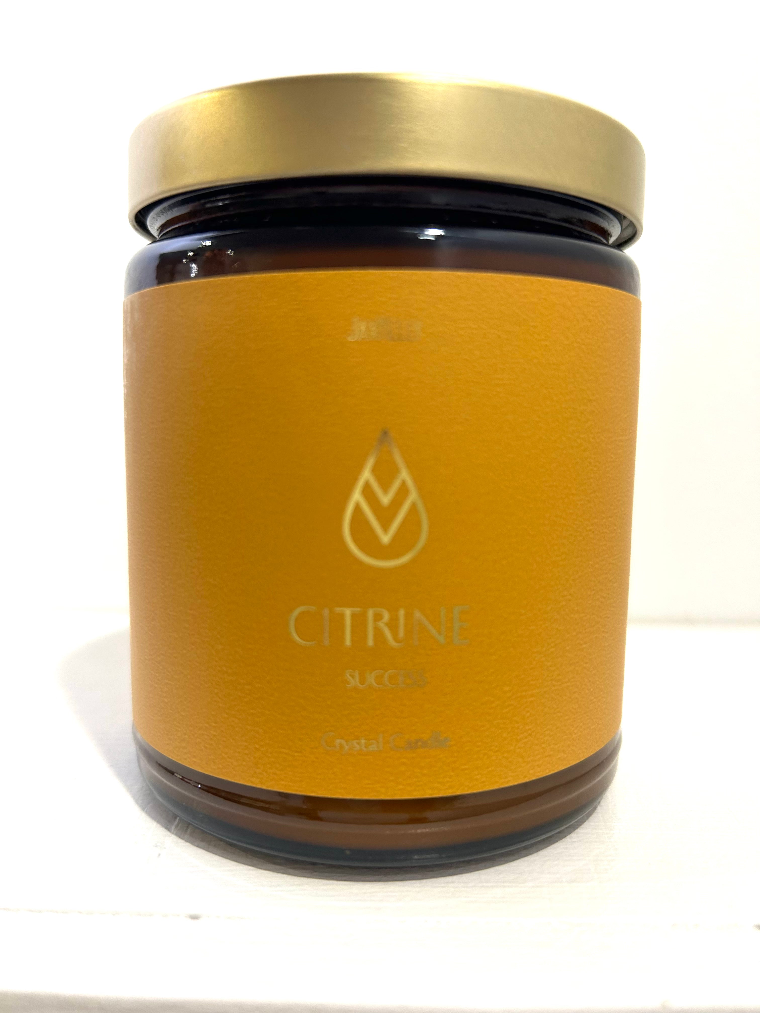 Natural Citrine Crystal Success Candle for Manifestation & Abundance - Perfect for Meditation, Feng Shui, and Positive Energy