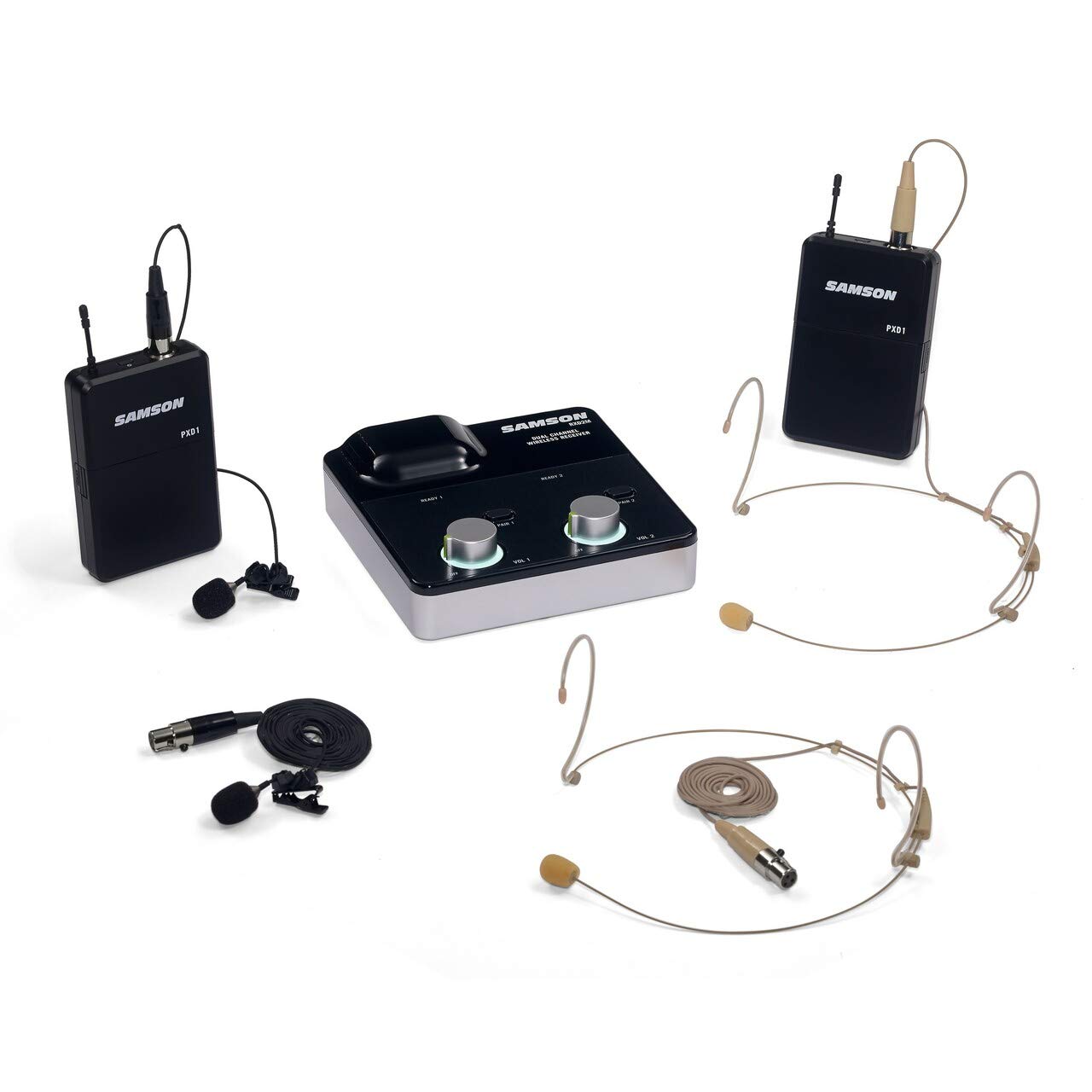 XPD2m Dual-Channel Digital Wireless Mic System - 2 LM7 Lavalier & 2 DE5 Headset Mics for Presentations, Conferences, Lectures & Public Speaking
