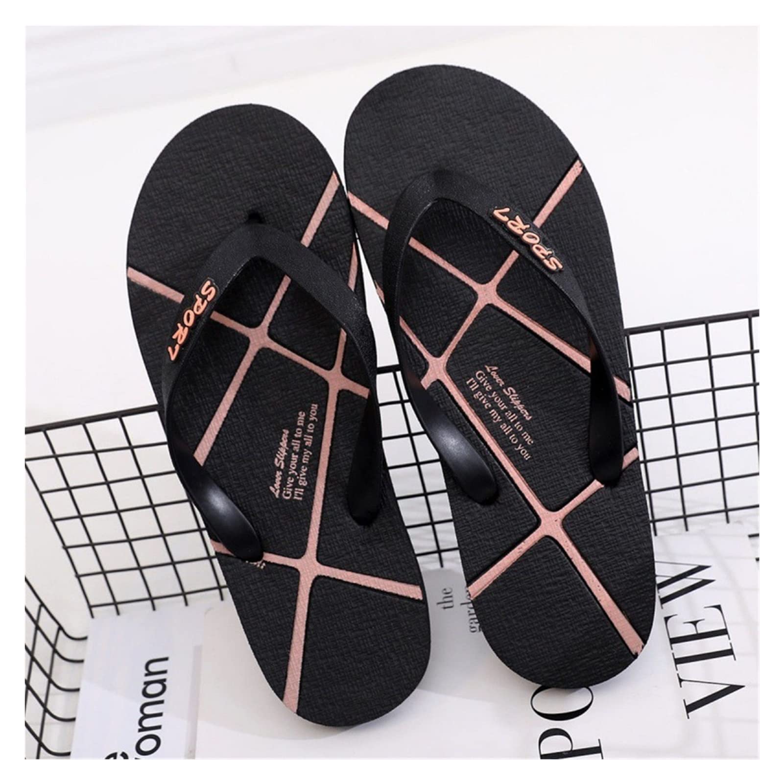 Men's Summer Flip Flops - Comfortable Thong Sandals for Indoor & Outdoor, Beach Fashion Slides - Size 41 (Color: E) | Perfect for Beach Vacation, Poolside Lounging and Casual Wear