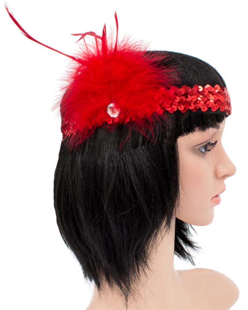 Vintage 1920s Red Gatsby Headband for Women - Flapper Headpiece with Rhinestones - Perfect for Roaring 20s Parties, Halloween Costumes & Themed Events