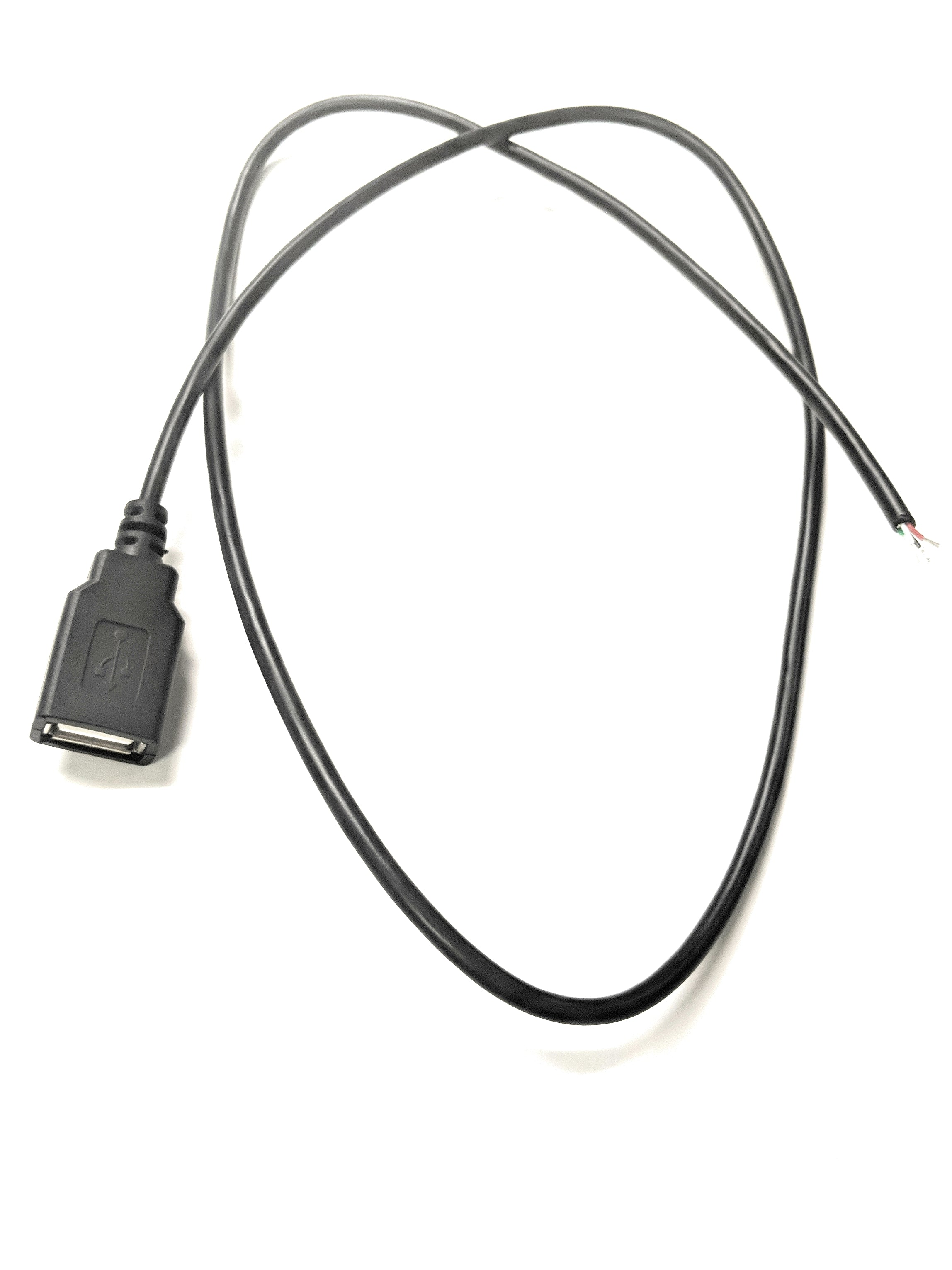 USB Female A to Bare Wire 30AWG Adapter - DIY Electronics & Automotive Wiring Connector for Custom Cable Projects