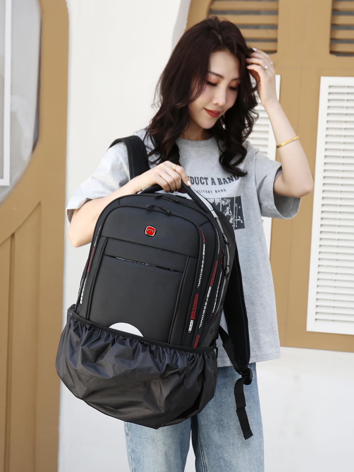 Rolling Backpack for Adults - Large Wheeled Backpack with Waterproof Laptop Compartment & Wheels - Durable Roller Backpack for Business Travel, Outdoor Adventures & Commuting (Red)