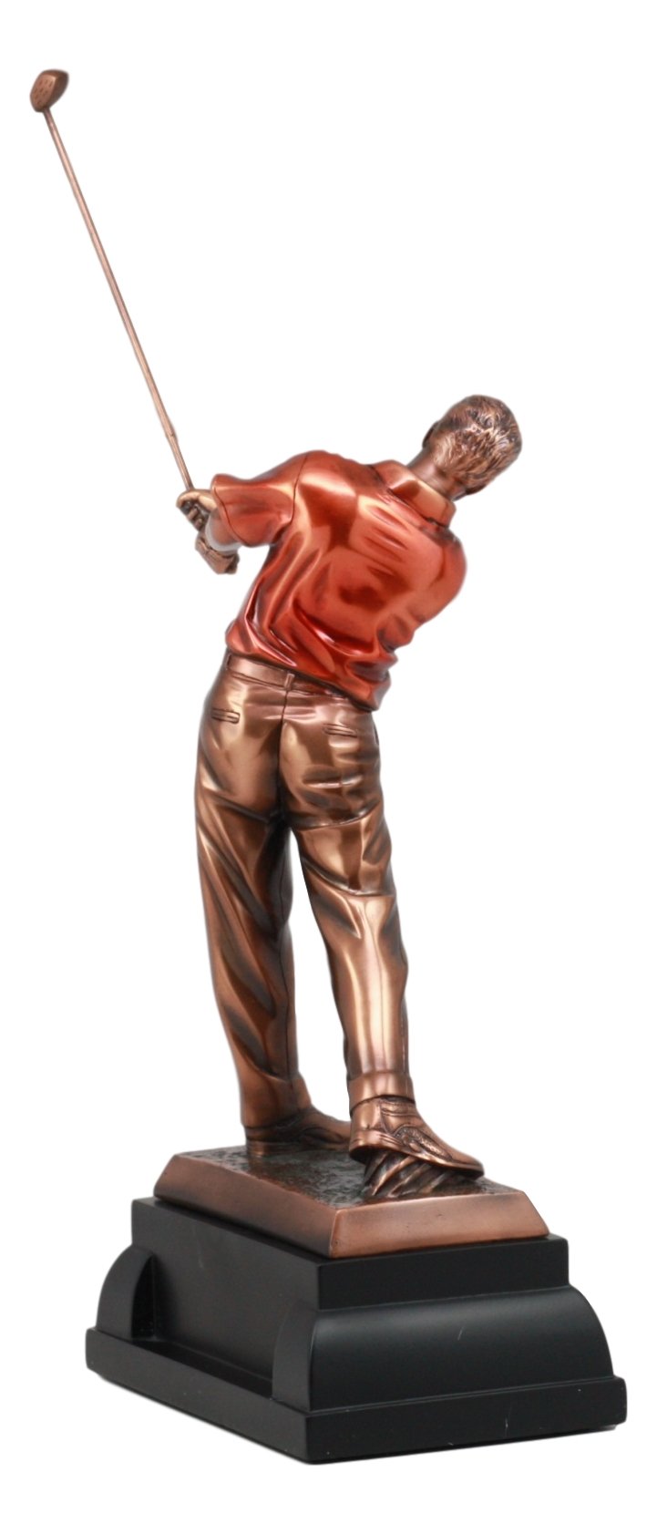 Ebros Bronze Electroplated Golf Swinging Club Statue - 15.25