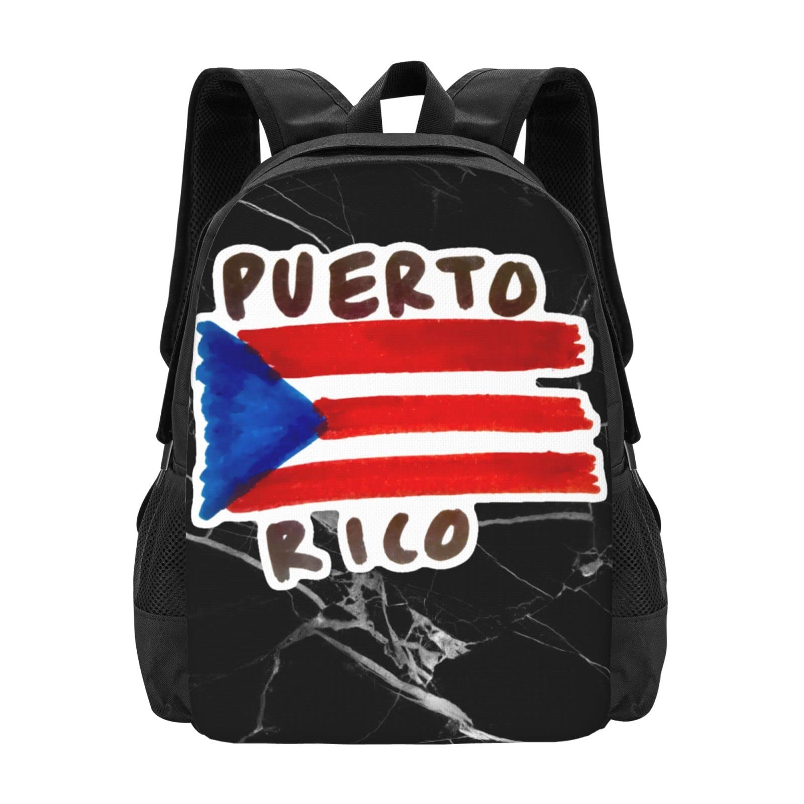 Vontako Puerto Rico Flag Backpack - Durable Laptop Backpack for School, Gym & Travel - Black Daypack for Teens, Boys & Girls - Perfect for College, Hiking & Daily Commute