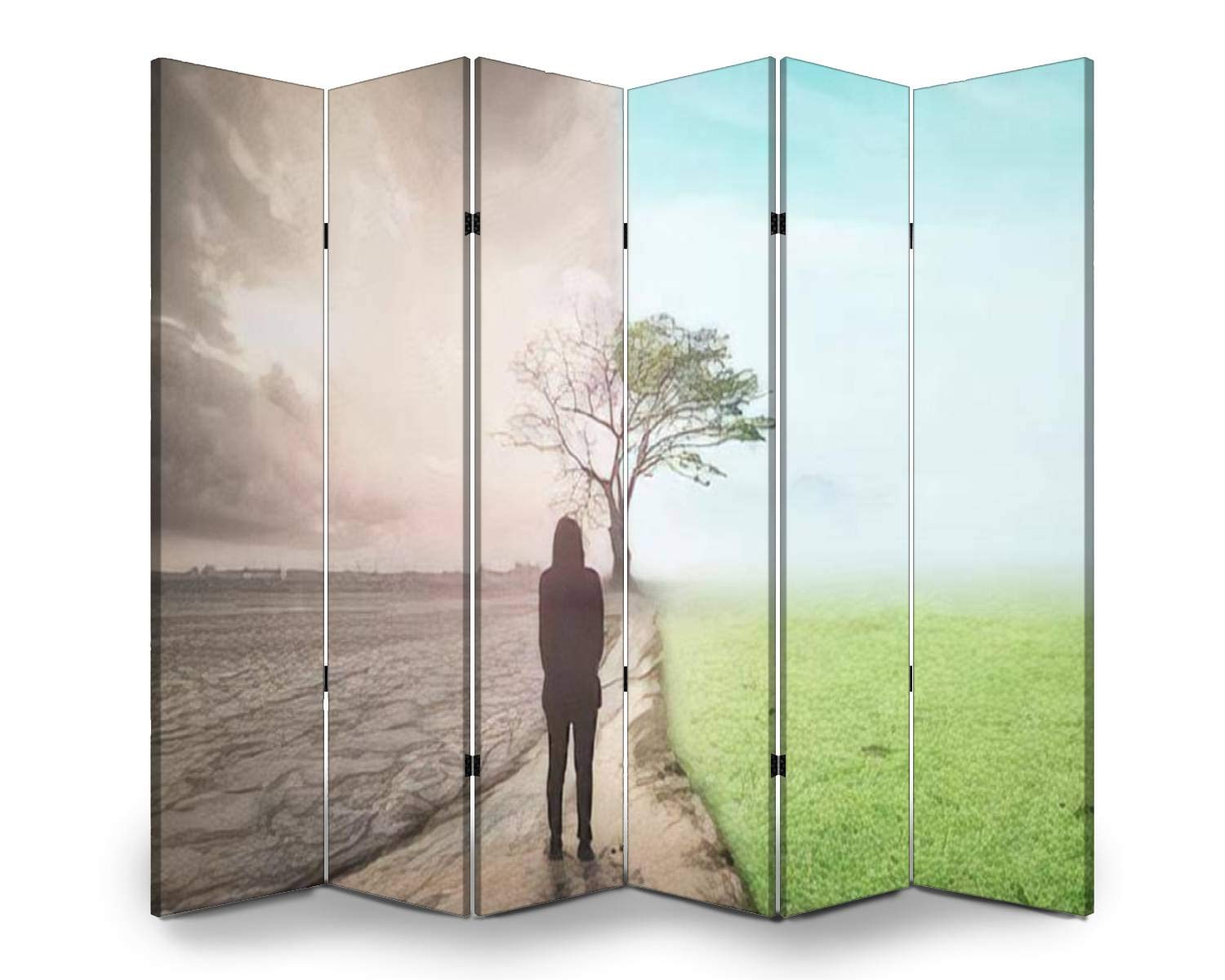 6-Panel Folding Room Divider Privacy Screen - Freestanding Partition for Home & Office - Indoor/Outdoor Space Separator with Modern Design - Perfect for Creating Private Workspaces, Room Dividers, and Event Partitions