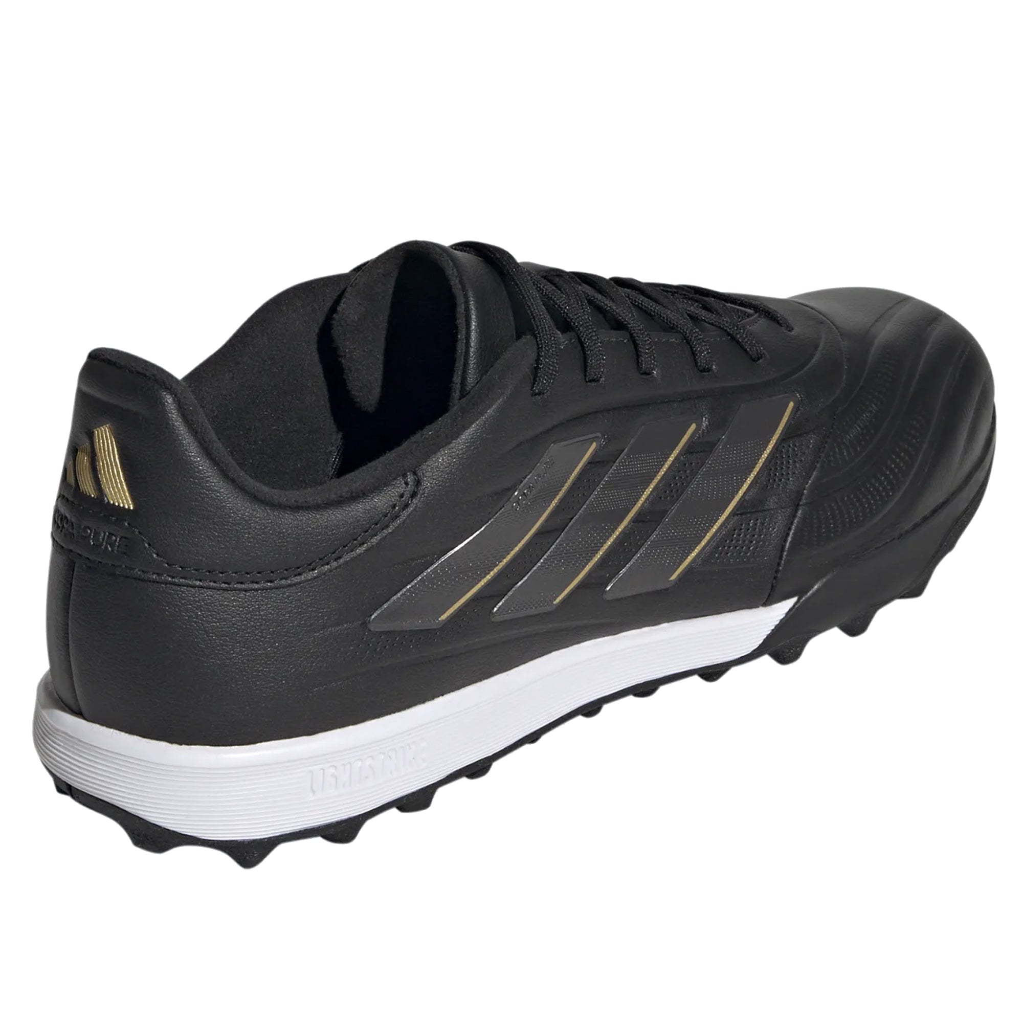 Adidas Copa Pure 2 League Turf TF Soccer Cleats - Black/Carbon/Gold Metallic - Men's Football Shoes for Artificial Grass - Perfect for Training & Matches on Turf Fields