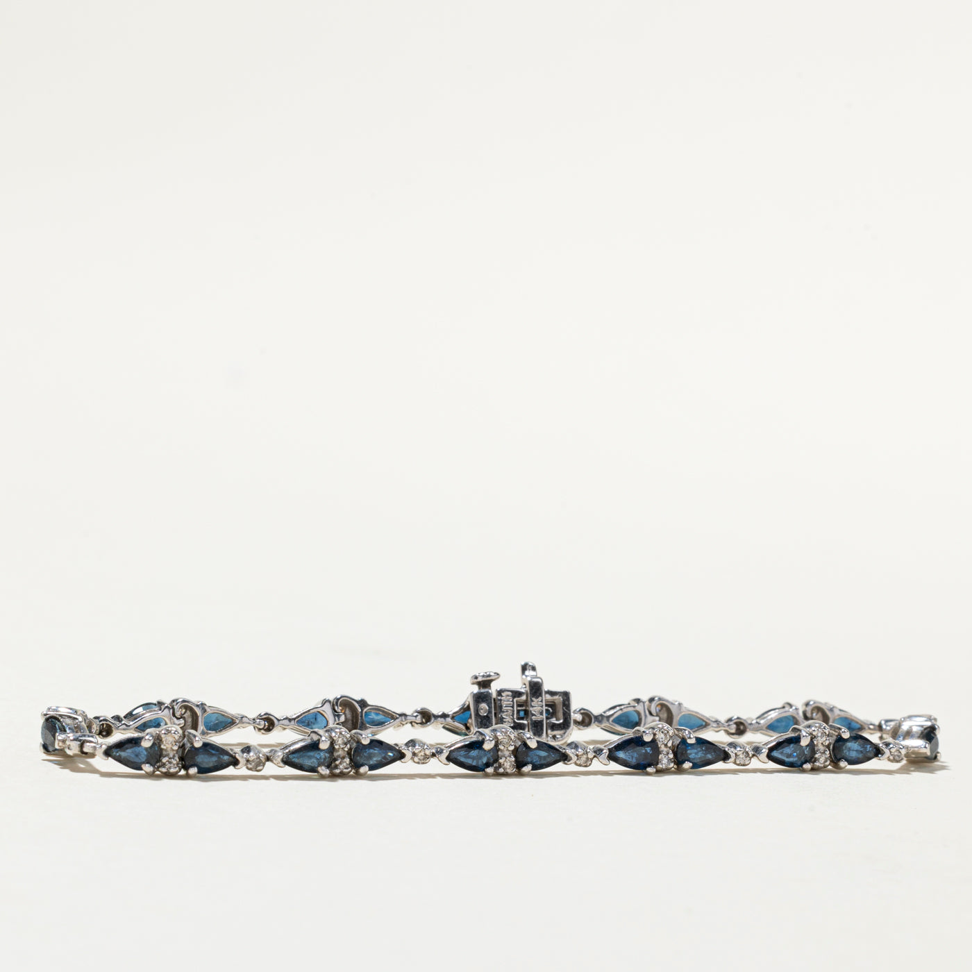 14K Gold Sapphire and Diamond Tennis Bracelet | 4.57ctw Gemstones with 0.36ctw Diamonds | 7.25 Inch Adjustable Length | Elegant Jewelry for Women's Wedding, Anniversary & Special Occasions