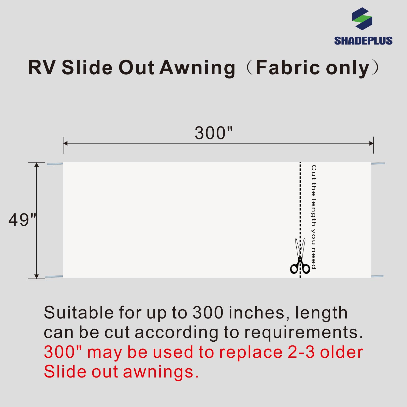 **RV Awning Fabric Replacement - Universal Slide Topper for 5th Wheel RVs, Travel Trailers & Motorhomes (49