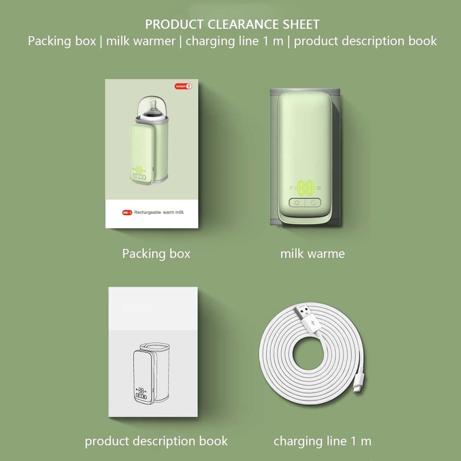 Portable USB Rechargeable Bottle Warmer - Wireless Travel Baby Milk & Water Warmer with Constant Temperature Control - Perfect for On-the-Go Parents, Camping & Road Trips (Green)