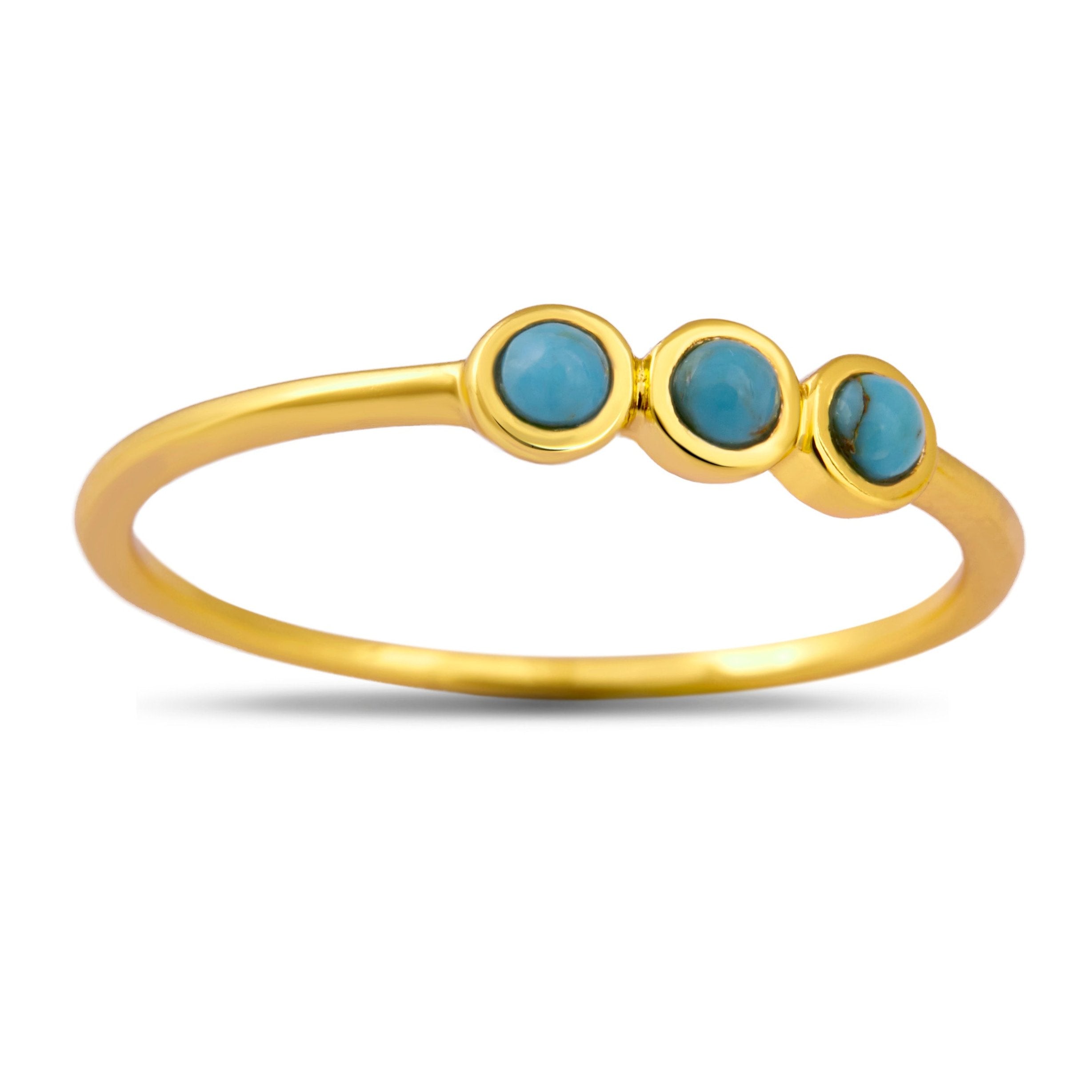 Trinity Turquoise Gold Ring for Women - Elegant 14K Gold Plated Statement Ring - Perfect for Weddings, Parties & Everyday Wear