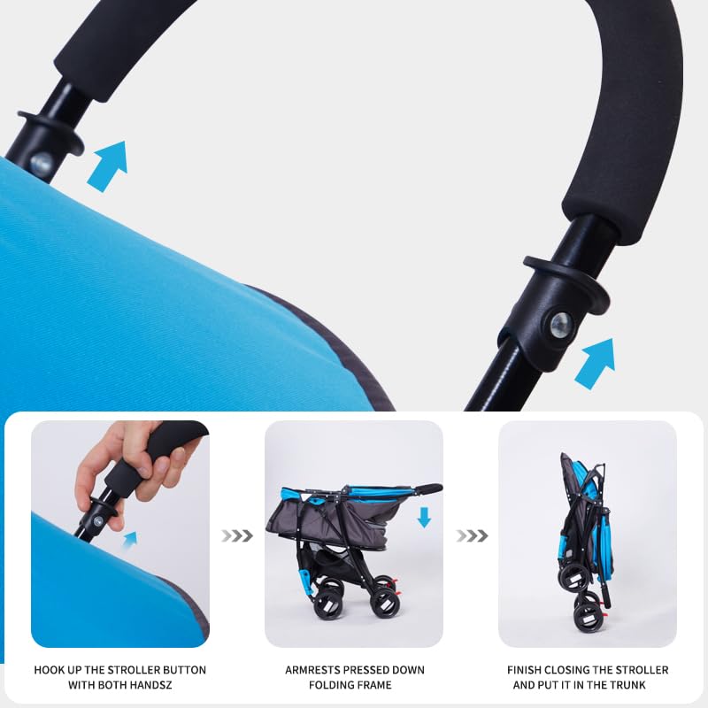 Foldable Jogger Pet Stroller with Weather Cover & Storage Basket - Lightweight Travel Carrier for Small/Medium Dogs & Cats up to 50lbs (Black) - Perfect for Park Walks, Vet Visits & Outdoor Adventures