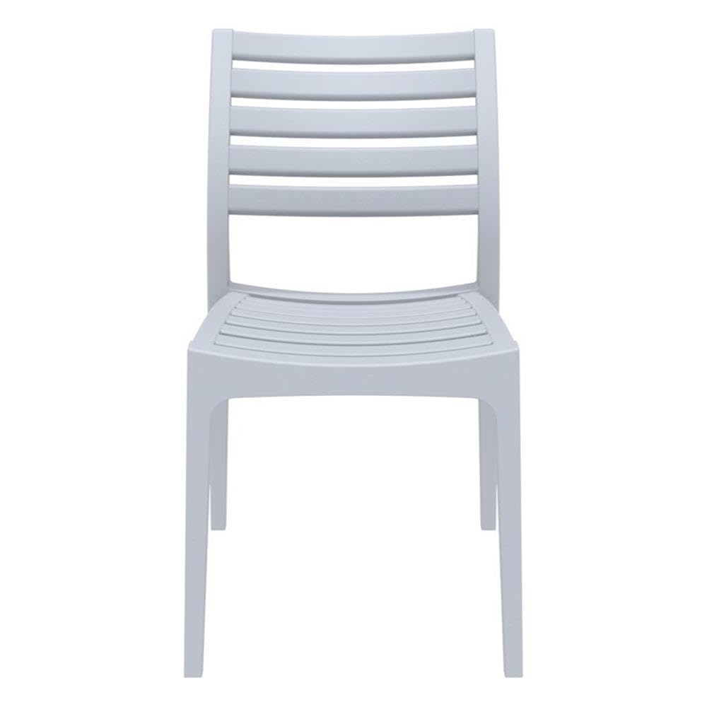 Compamia Ares Outdoor Patio Dining Chairs - Silver Gray Set of 2 - Weather-Resistant Metal Garden Chairs for Backyard, Poolside & Restaurant Use