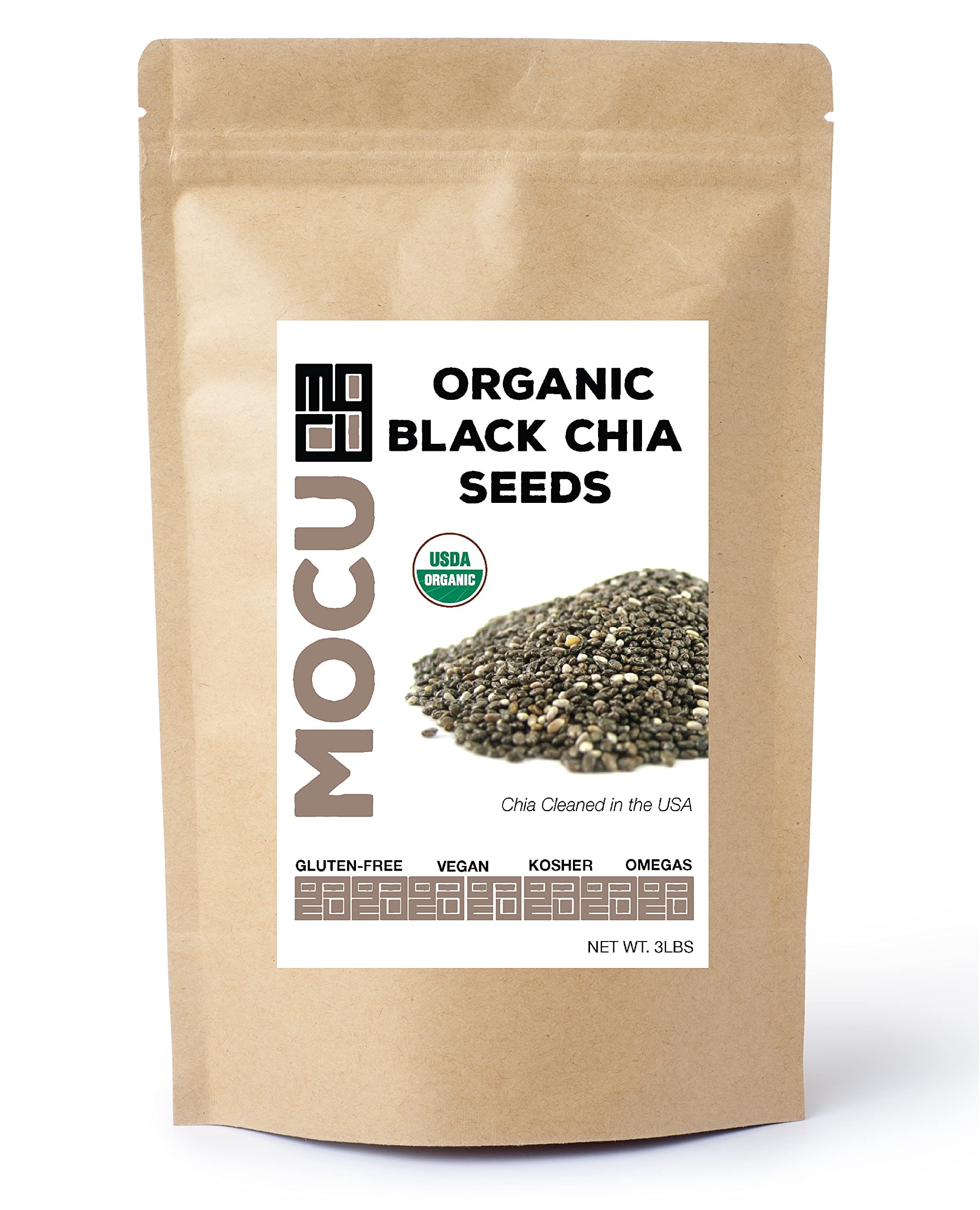 Organic Chia Seeds USDA Certified | Triple Cleaned & Cold Stored in USA | Freshly Harvested 3lb Bag | Perfect for Smoothies, Baking & Healthy Breakfasts