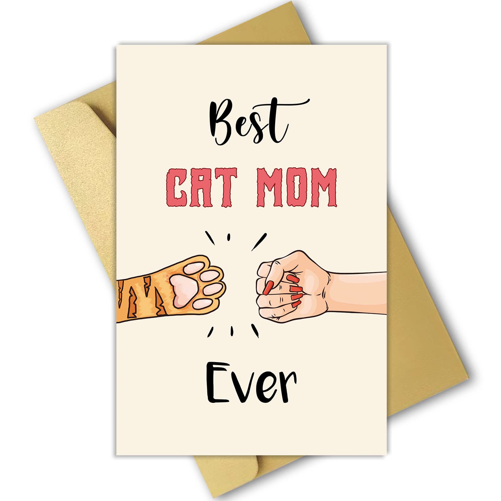 Funny Cat Mother's Day Card - Best Cat Mom Ever Gift for Women - Cute Cat Themed Greeting Card from Her Cat - Perfect for Cat Lovers & Mom Celebrations
