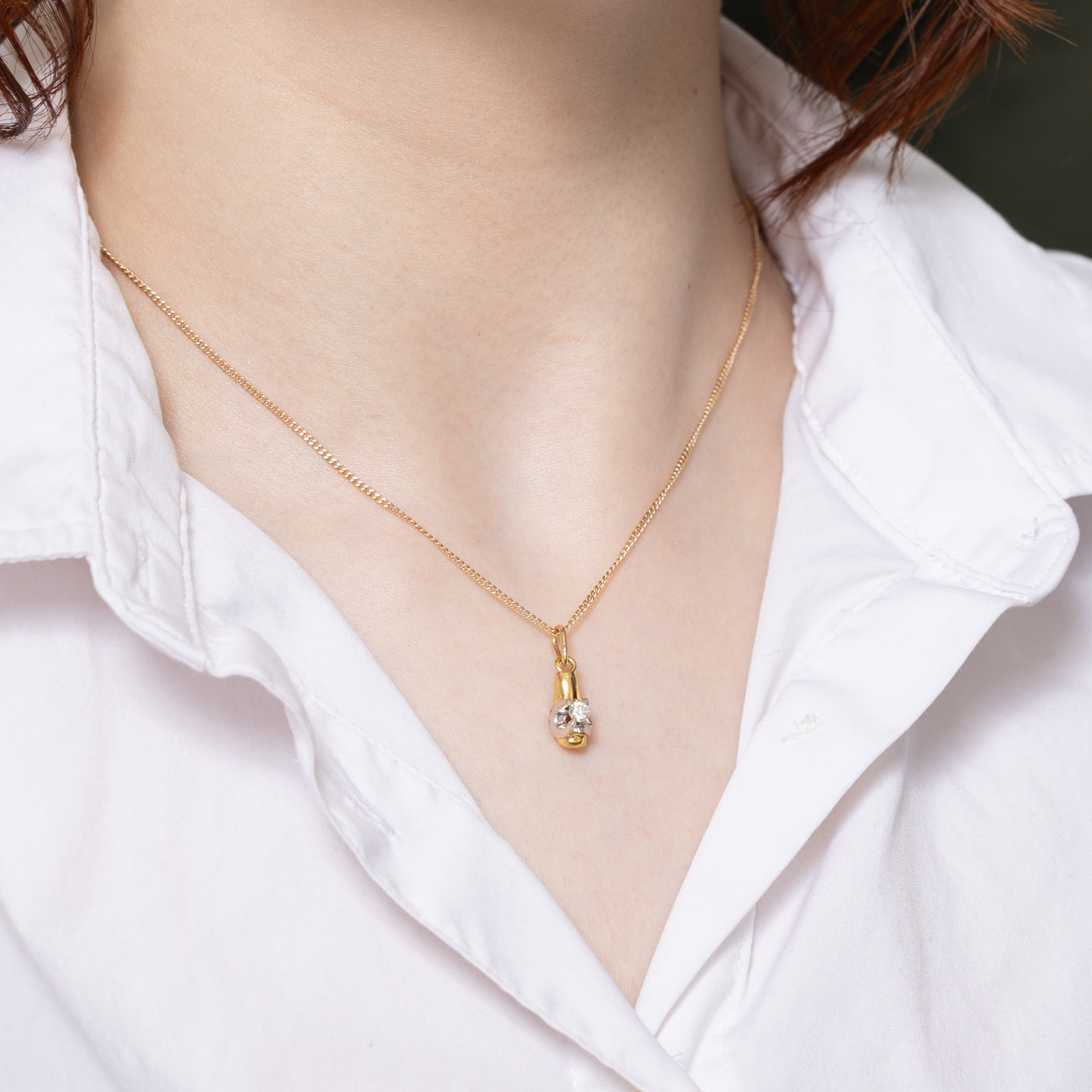 0.13ct Two Tone Gold Diamond Pendant Necklace for Women - Elegant 14K White & Yellow Gold Jewelry Gift for Anniversary, Birthday & Special Occasions