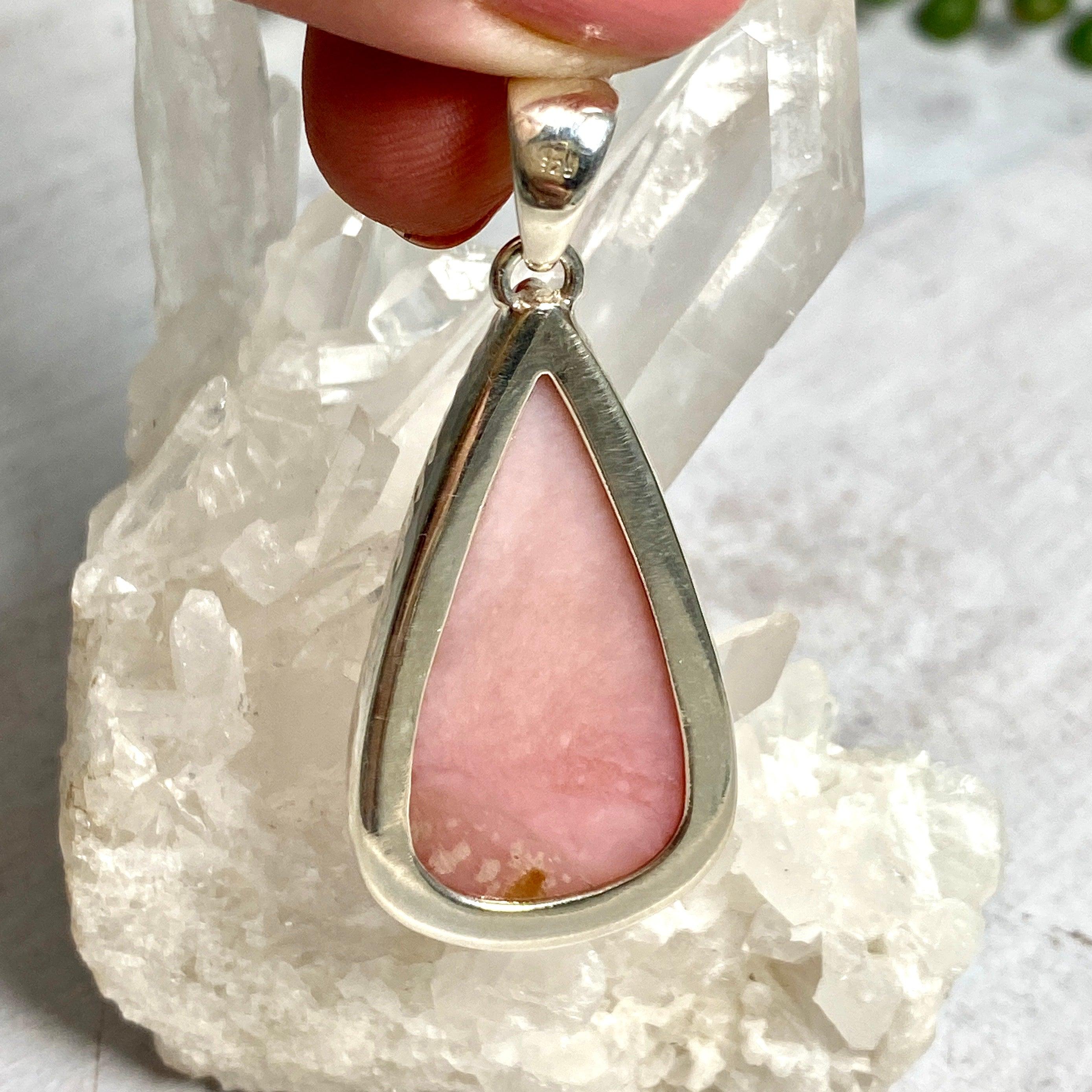 Natural Pink Opal Teardrop Pendant Necklace KPGJ3278 - Elegant Jewelry for Women, Perfect for Gifts, Parties & Special Occasions