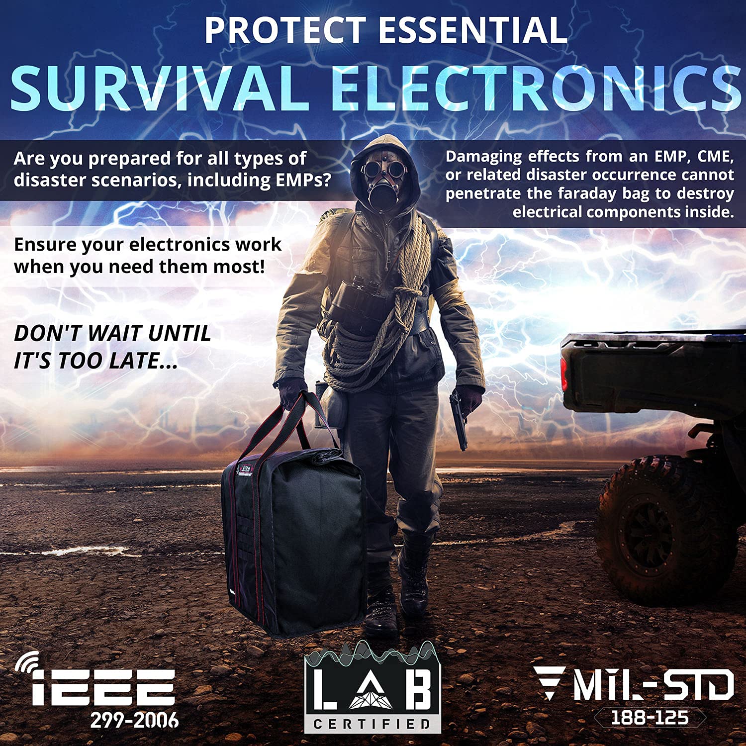 Mission Darkness T10 Faraday Bag for Computer Towers & XL Electronics - Military-Grade Faraday Cage for Digital Forensics, EMP Protection & RF Signal Blocking | Ideal for Preppers, Data Security & Emergency Preparedness