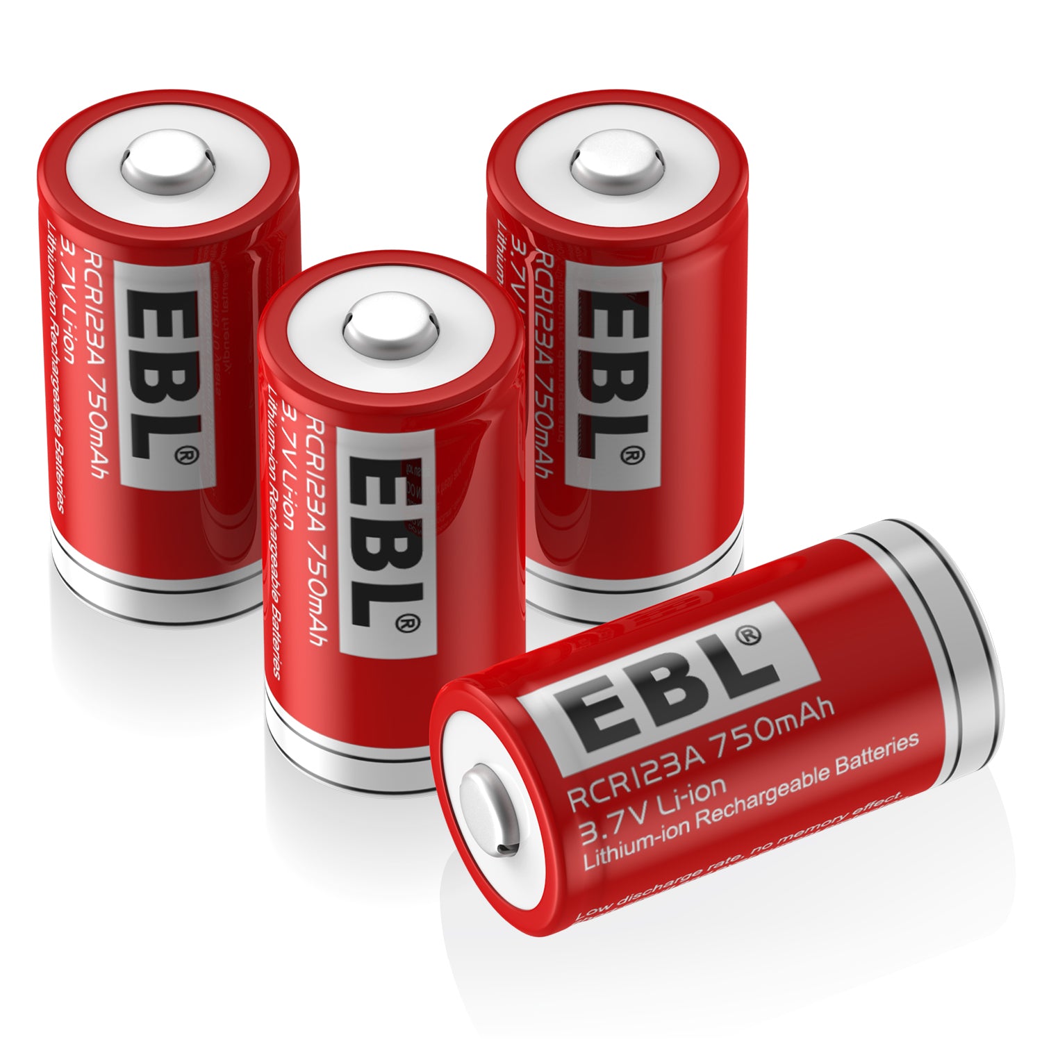 EBL 4-Pack 16340 RCR123A 3.7V 700mAh Rechargeable Lithium Batteries with Smart Charger - Perfect for Flashlights, Cameras & Electronic Devices