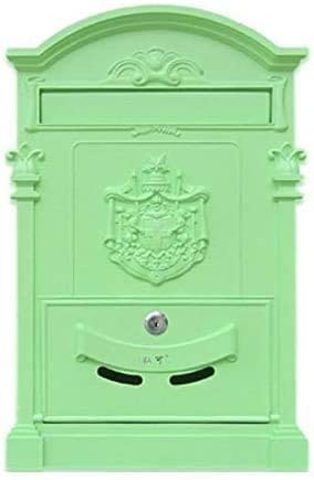 Lockable Wrought Iron Mailbox - European Style Outdoor Postbox with Key for Villa, Garden & Home (Model G01118) | Secure Vintage Letter Box for Mail & Package Delivery