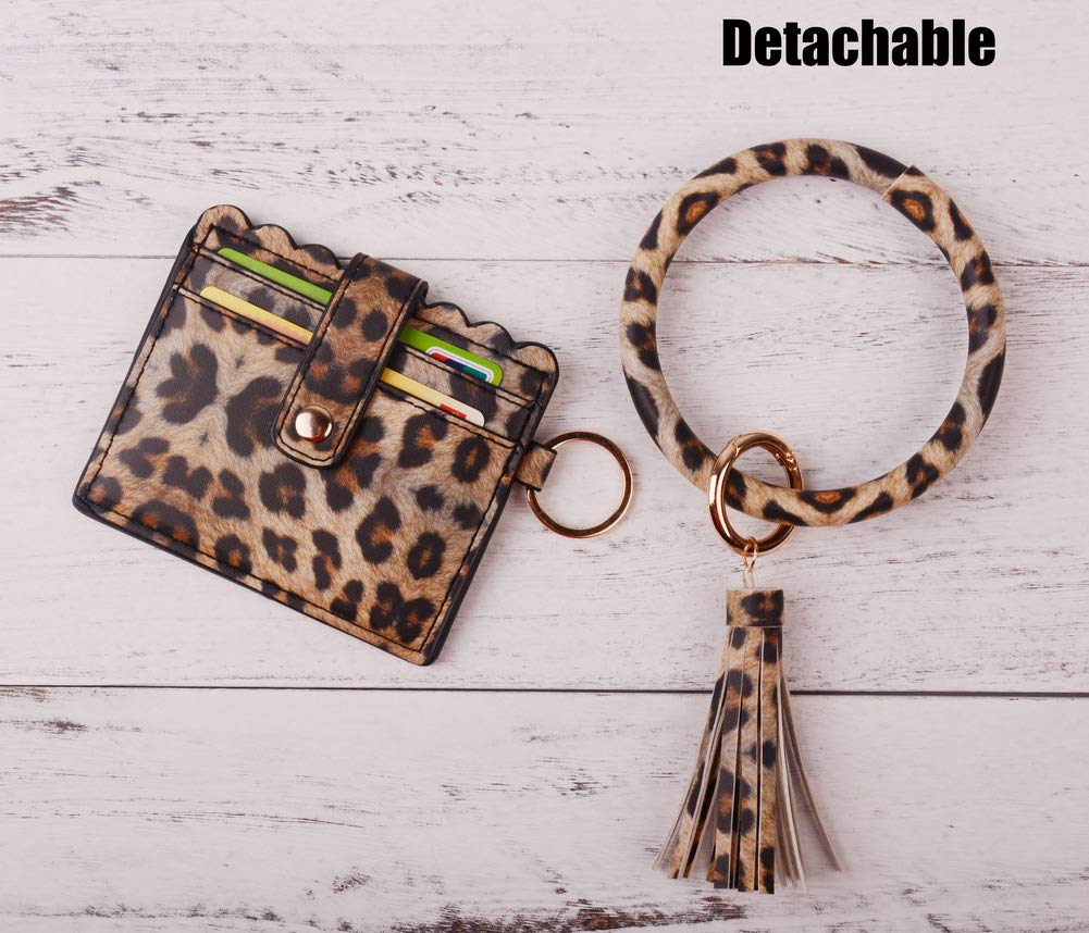 Lantintop Women's PU Leather Multifunctional Bangle Keychain - Card Holder & Wristlet Wallet Set (Perfect for Keys, Cards & Cash) - Stylish Gift for Women & Girls (Ideal for Shopping, Travel & Daily Use)
