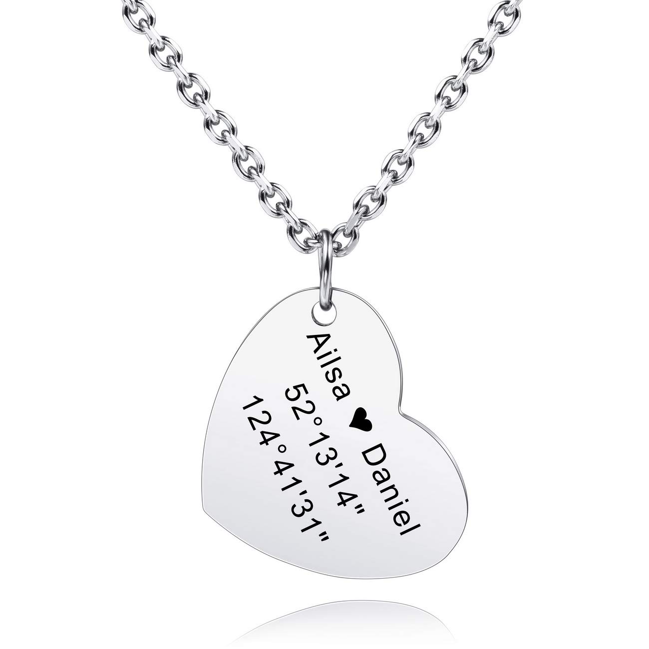 Personalized Heart Pendant Necklace for Women - Custom Engraved Name Stainless Steel Jewelry - Perfect for Bridesmaid Gifts, Best Friend Presents & Romantic Couples Jewelry - Ideal for Anniversaries, Valentine's Day & Special Occasions