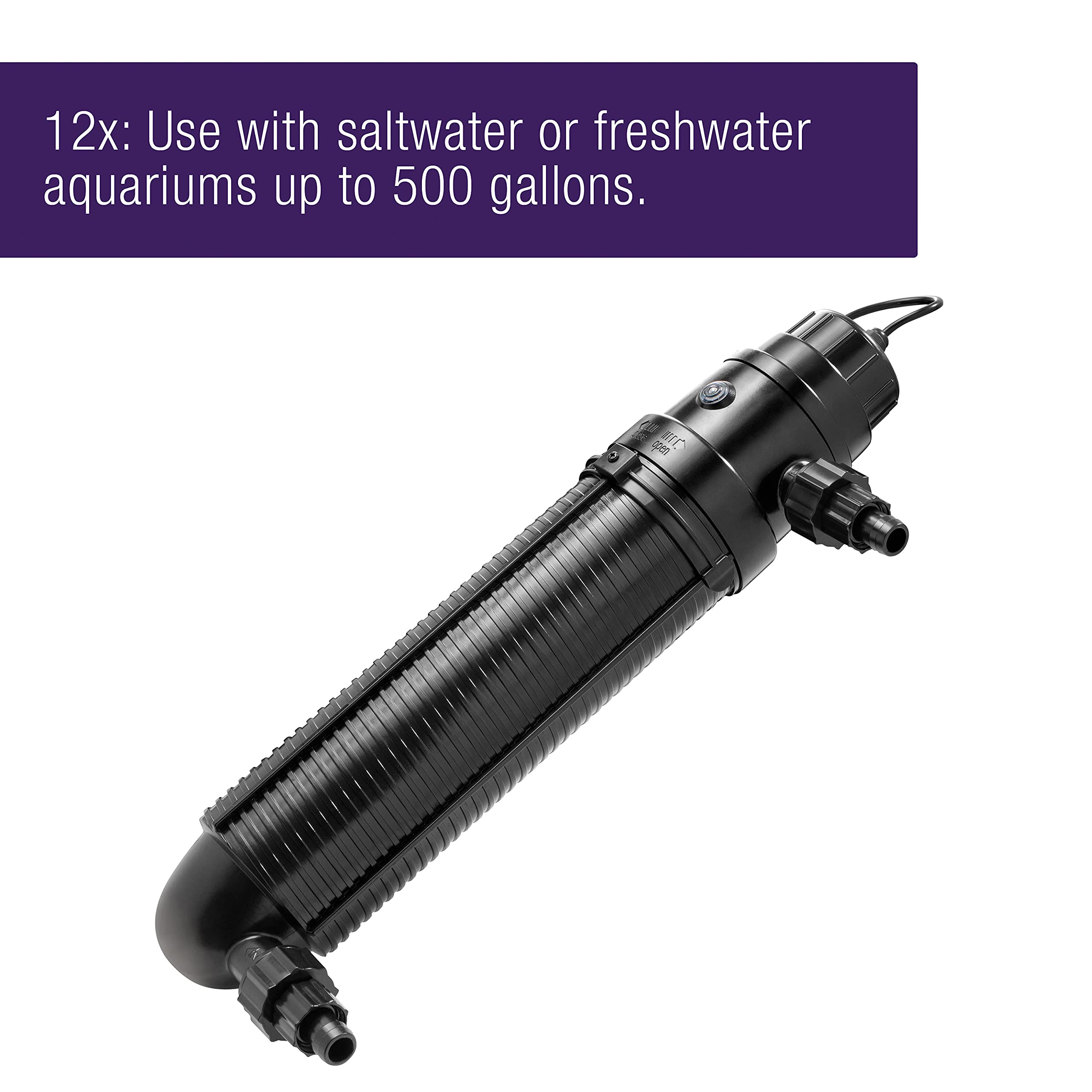 Coralife Turbo-Twist 12X UV Sterilizer for Saltwater Aquariums up to 500 Gallons - Marine Fish Tank Water Purifier for Reef & Coral Tanks