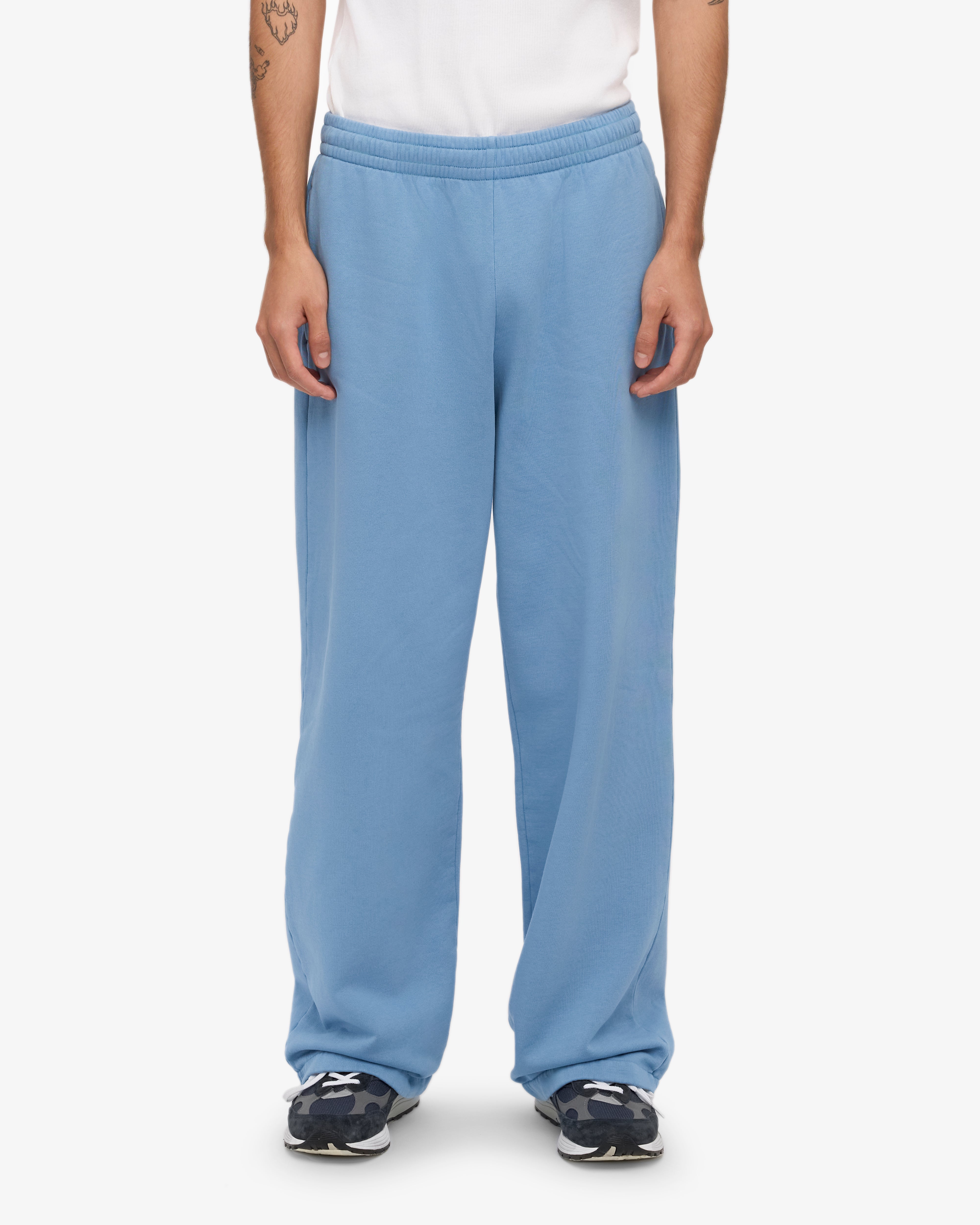 Organic Straight Leg Sweatpants for Women - Soft Comfortable Lounge Pants in Seaside Blue - Perfect for Yoga, Running & Casual Wear