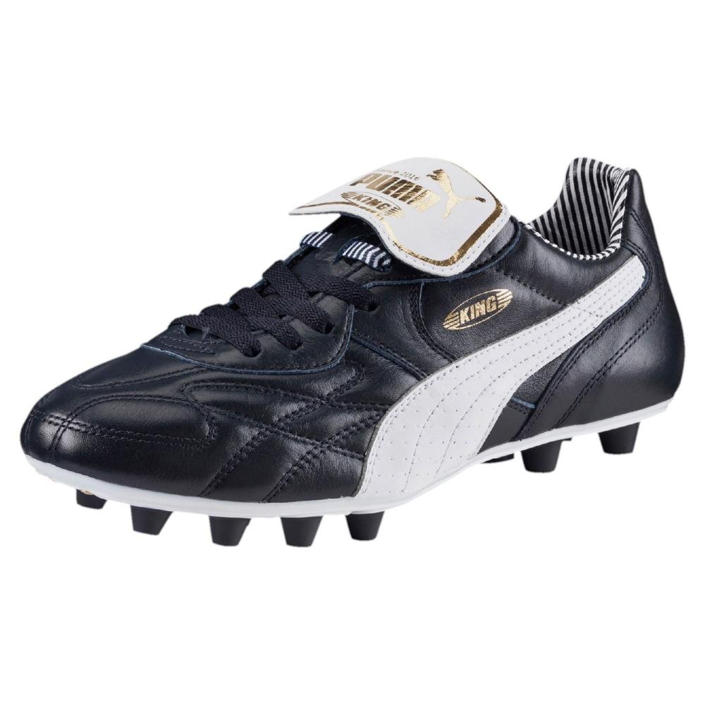 Puma King Top Stripe Di FG Soccer Cleats - White Football Shoes for Men | Perfect for Turf & Artificial Grass Fields