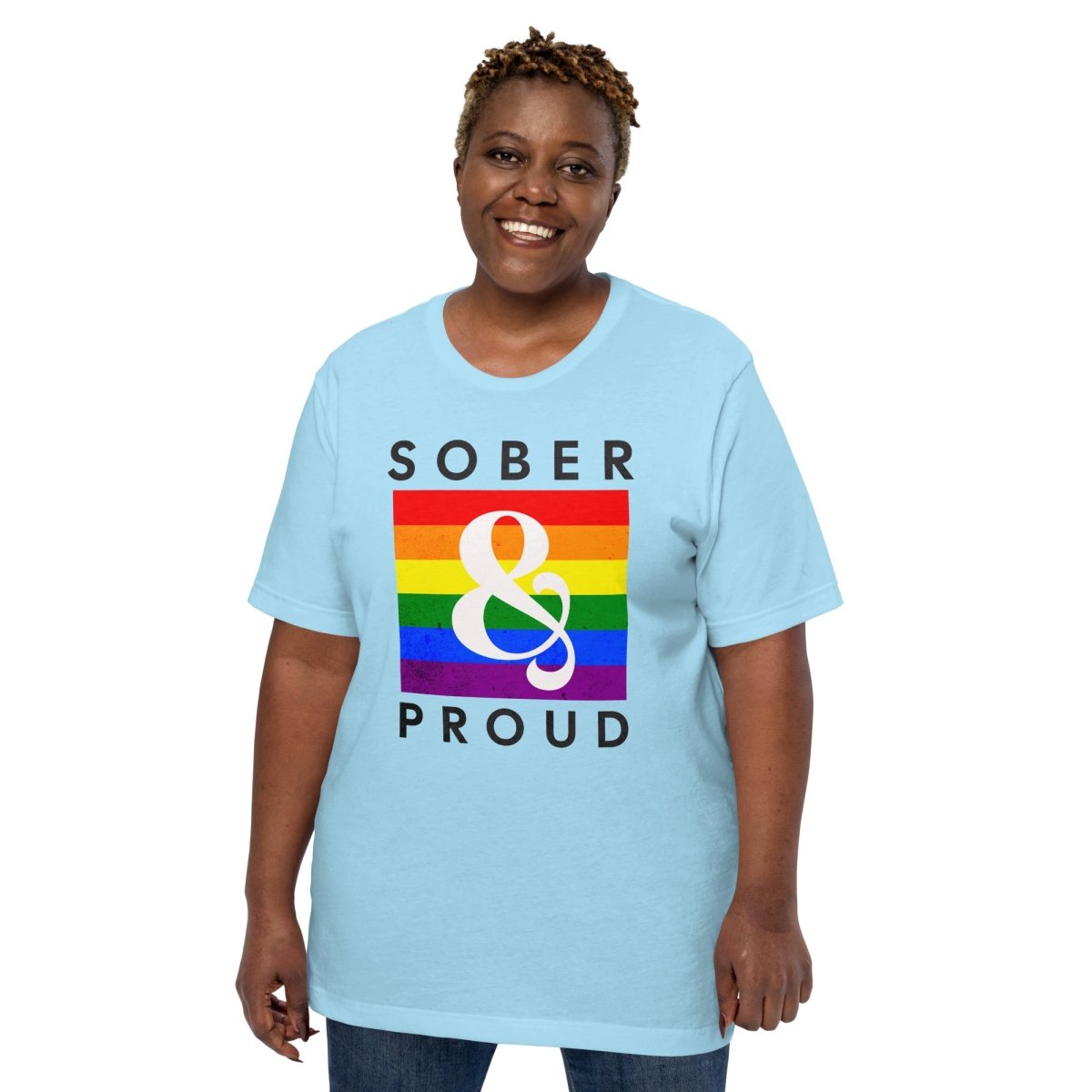 Sober & Proud Unisex T-Shirt | Rainbow Resilience Collection | Motivational Recovery Apparel for AA Meetings & Pride Events
