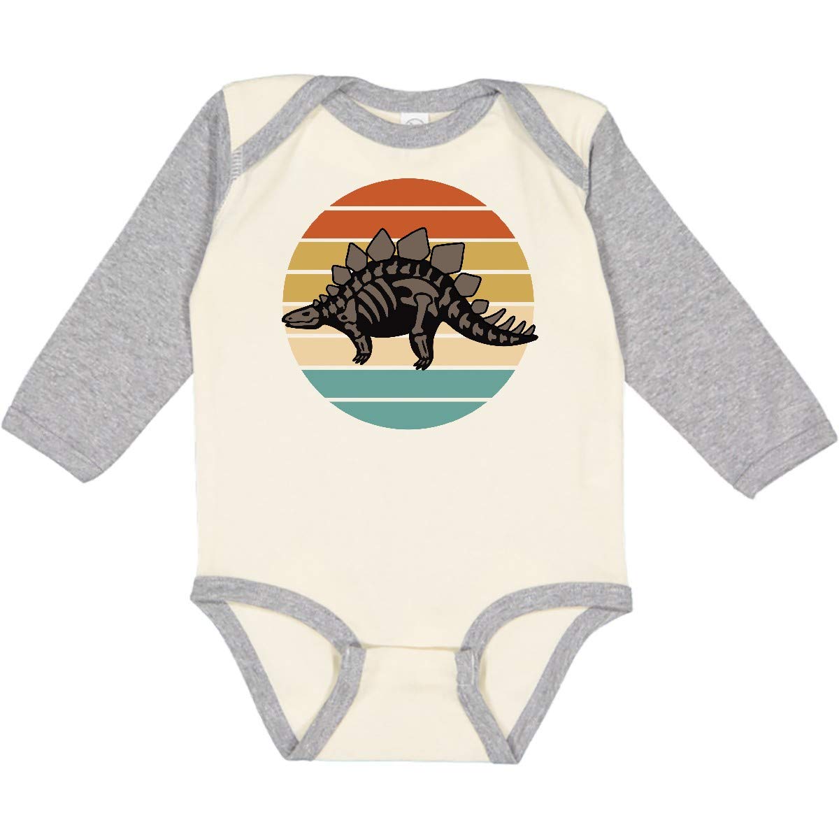 Inktastic Dinosaur Stegosaurus Bones Vintage Long Sleeve Baby Bodysuit - Cute Dino Outfit for Boys & Girls, Perfect for Birthday Parties, Photo Shoots & Everyday Wear