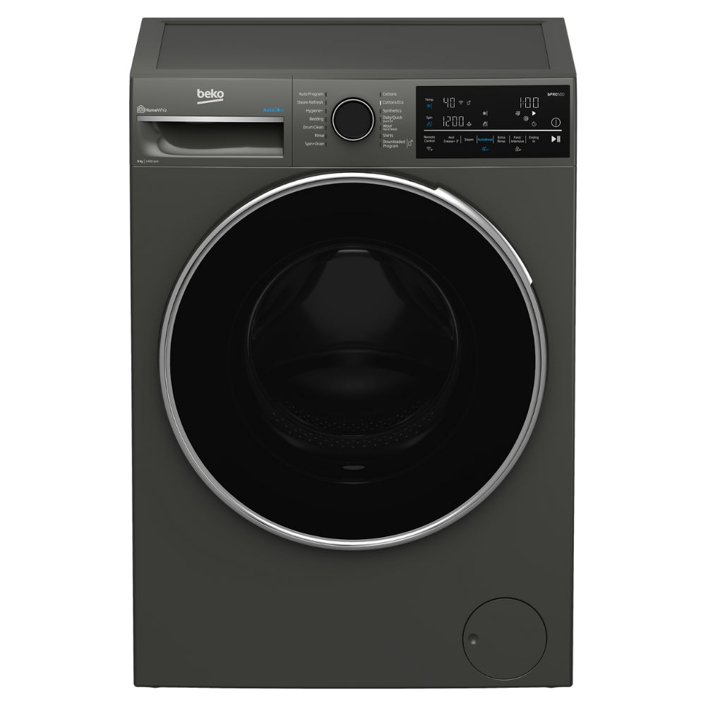 Beko 9kg Auto Dose Front Load Washing Machine with Smart Technology - Graphite (BFLB904ADG) - Perfect for Apartments, Laundromats & Energy-Efficient Homes