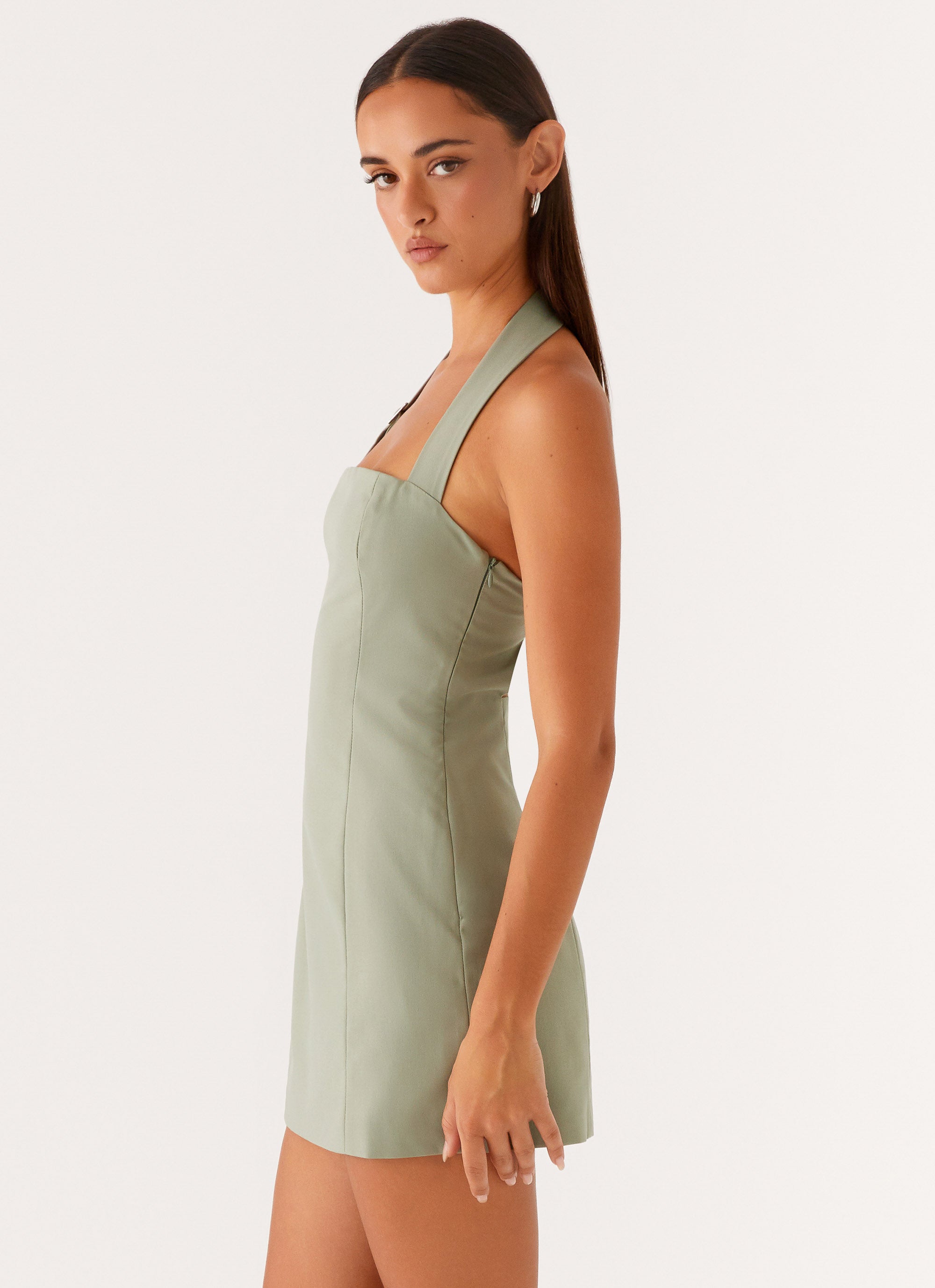 Bianca Halter Neck Floral Print Maxi Dress in Sage Green - Perfect for Summer Weddings, Beach Vacations & Boho Fashion