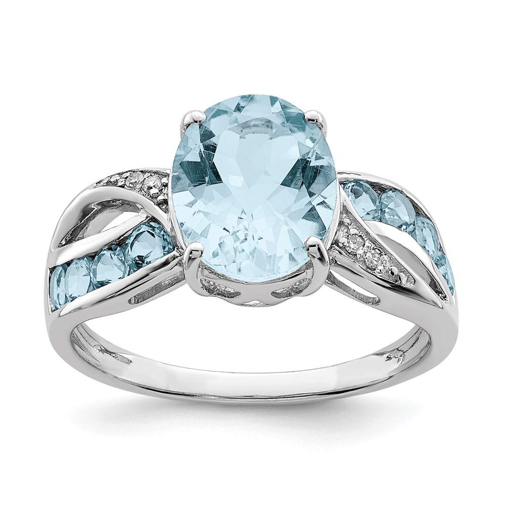 925 Silver Diamond & Swiss Blue Topaz Ring for Engagement