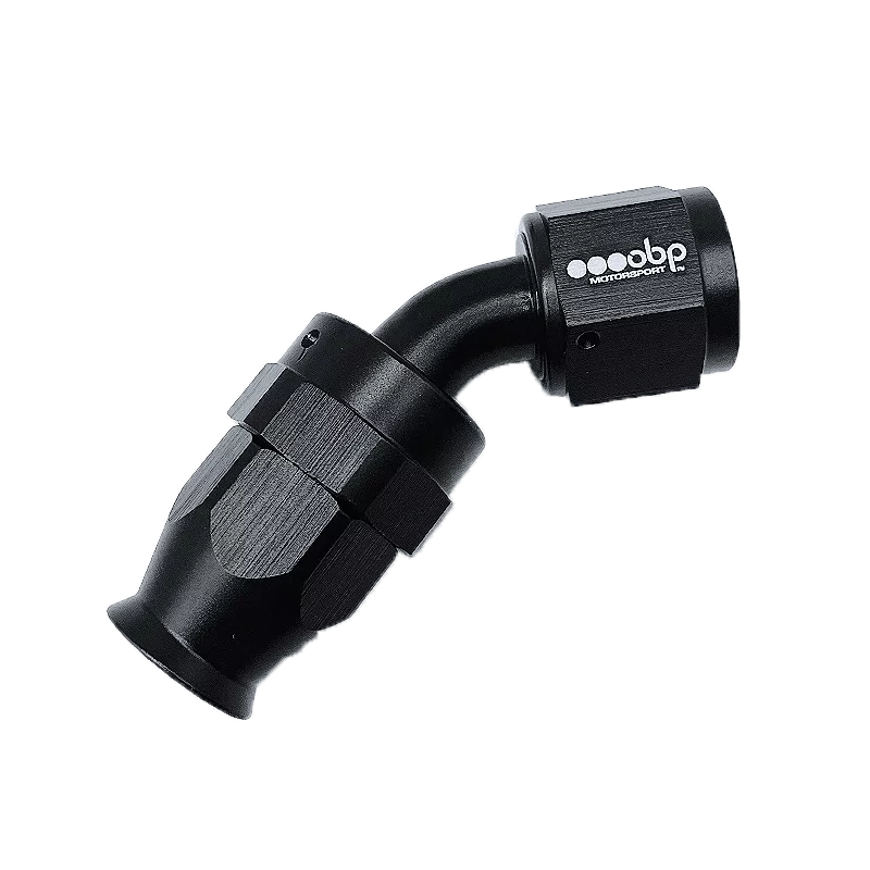 High-Quality OBP 45 Degree PTFE Hose End Fitting Black AN 6 - Perfect for Fuel Lines, Hydraulic Systems & Automotive Applications