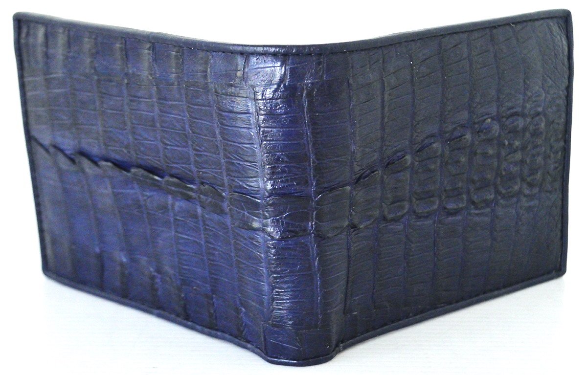 Premium Men's Bifold Crocodile Tail Leather Wallet - Dark Blue | RFID Blocking | Slim Design | Perfect Gift for Dad, Husband & Business Professionals | Everyday Carry & Formal Occasions