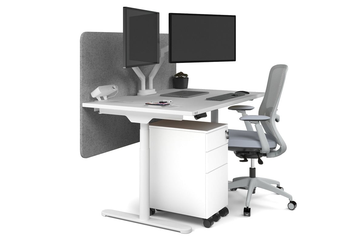 Flexi Premium Height Adjustable Single Workstation Desk - 1400L x 800W with Cable Management - Ergonomic Standing Desk for Home Office & Workspace