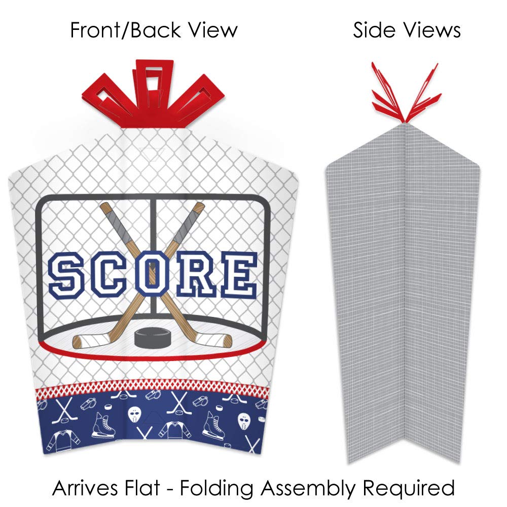 Big Dot of Happiness Shoots and Scores Hockey Table Decorations - 10-Pack Fold & Flare Centerpieces for Baby Showers, Birthday Parties & Sports Themed Events
