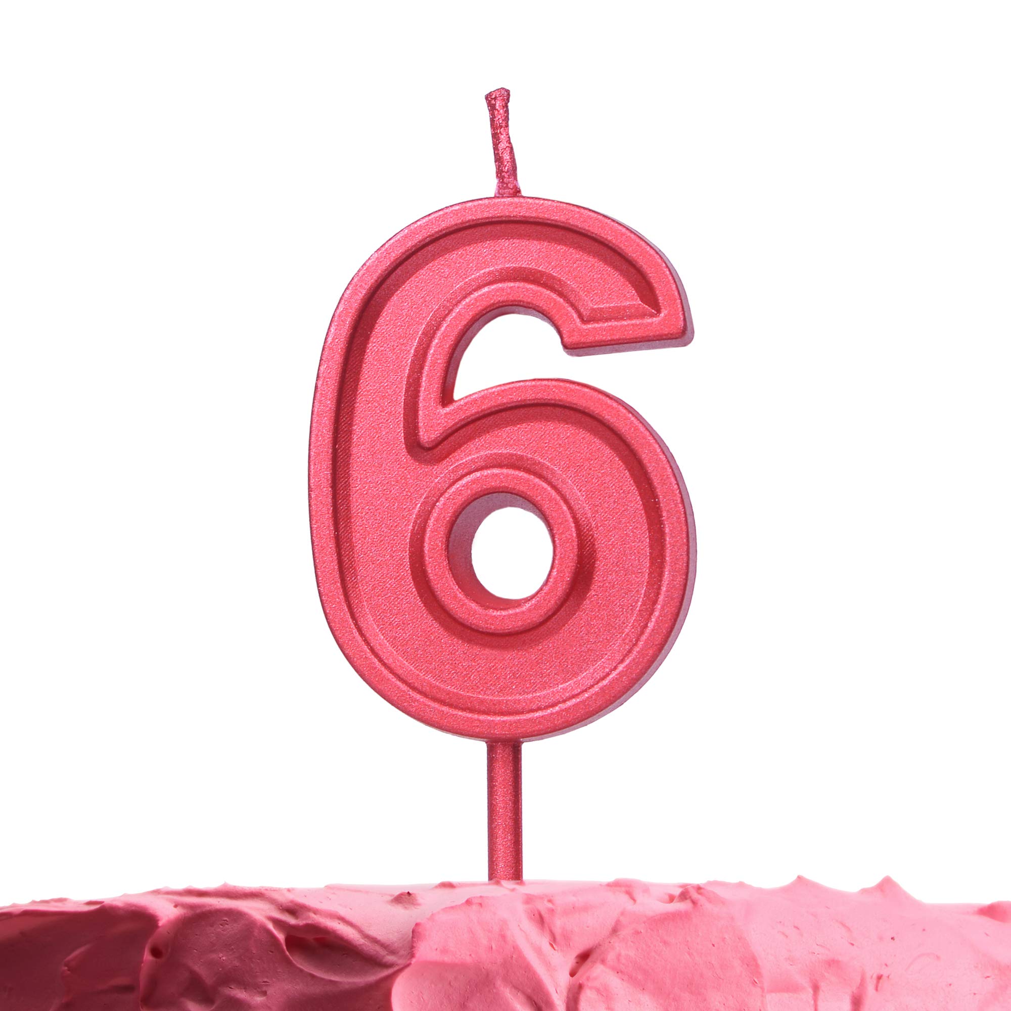 Red Number 6 Birthday Candle on Stick - Elegant 6th Birthday Cake Topper for Anniversary, Wedding & Baby Celebrations - Perfect for Cakes, Cupcakes & Desserts