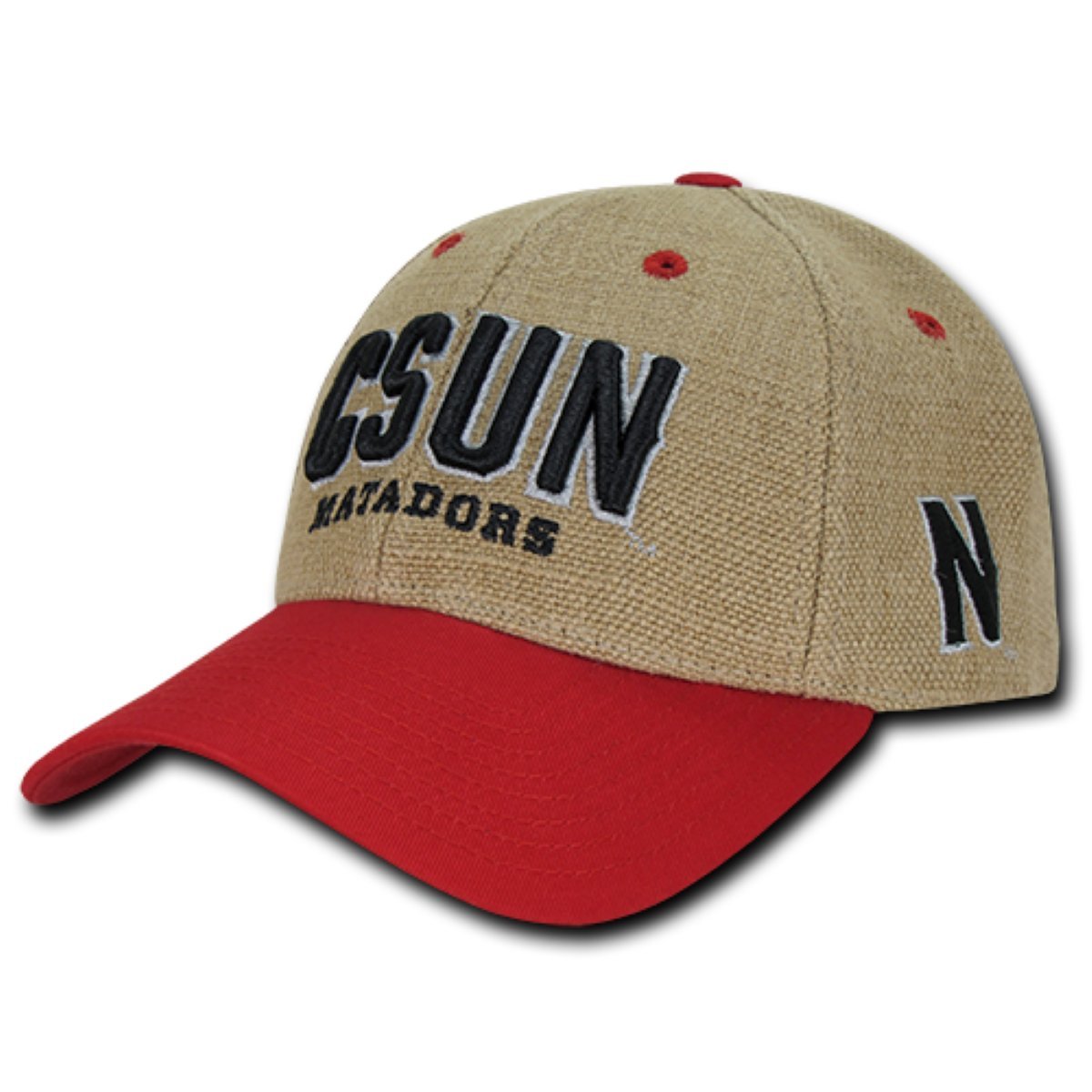 W Republic Apparel Structured Jute Cap - CSUN Baseball Hat in Red, One Size Fits All | Perfect for Outdoor Activities, Sports & Casual Wear
