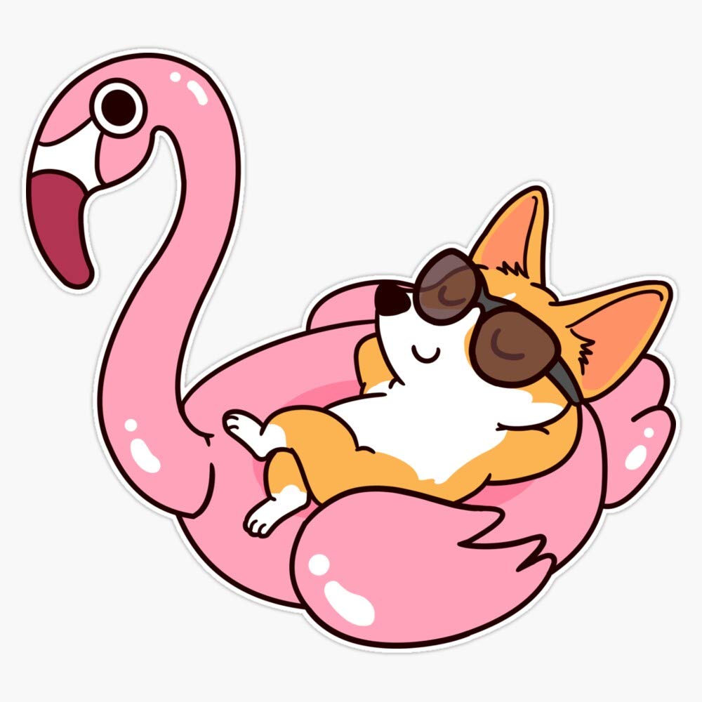 Corgi And Flamingo Pool Float Vinyl Waterproof Sticker Decal - Durable Car, Laptop, Wall, Window, Bumper Decoration - 5\