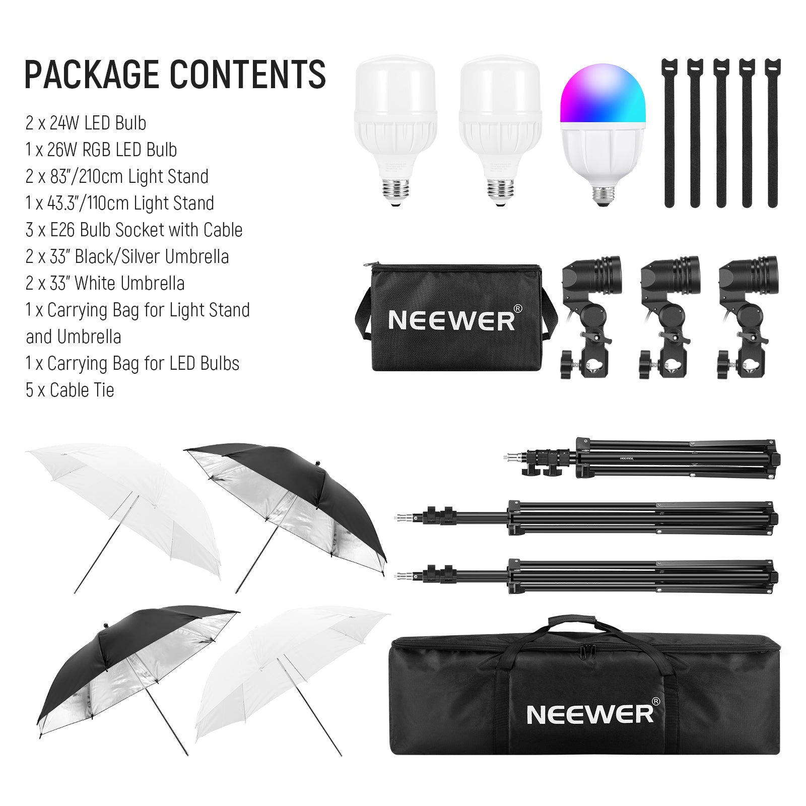NEEWER NK501 400W LED Photography Light Kit - Professional Studio Lighting for Portraits, Product Photography & Video Shooting