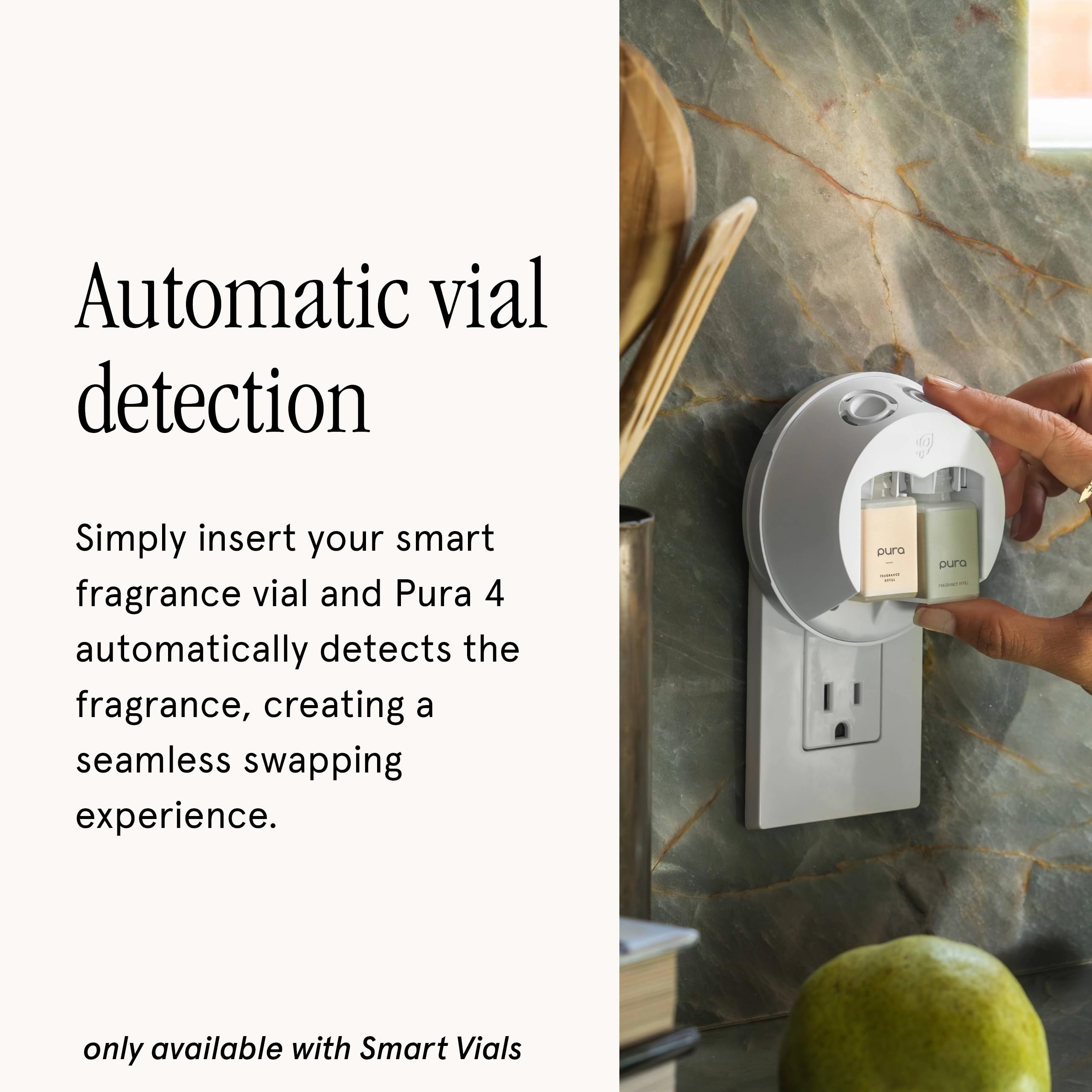 Pura 4 Smart Home Fragrance Diffuser Starter Set - WiFi Enabled Essential Oil Aromatherapy Device with Square Box, Dew & Salt Scent Refills - Perfect for Living Room, Bedroom & Office Air Freshening