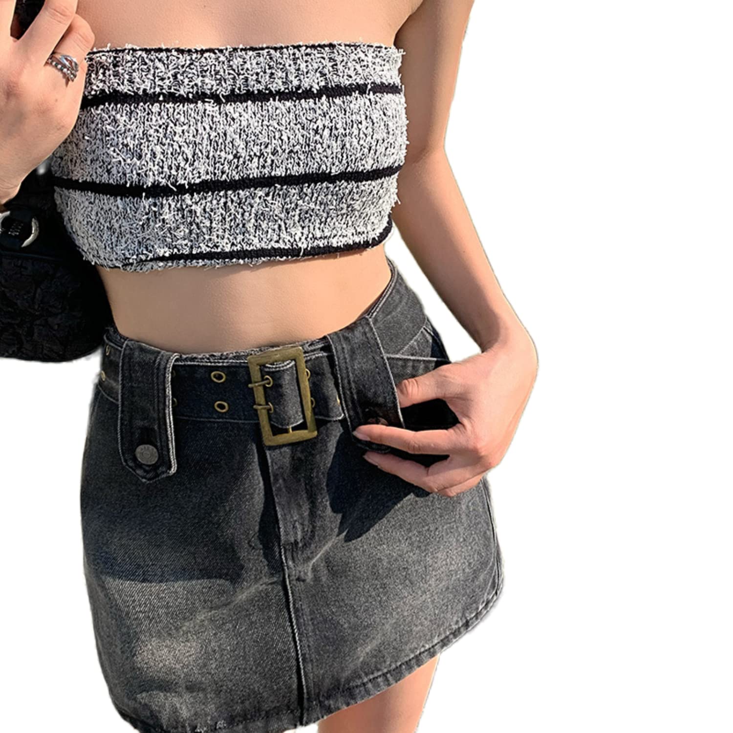 Mini Denim Skirt High Waist Pleated Grunge Gyaru Y2K Aesthetic Vintage Jean Short Skirt for Women | Retro 90s Fashion, Streetwear, Coquette Outfit | Perfect for Concerts, Parties, and Casual Wear